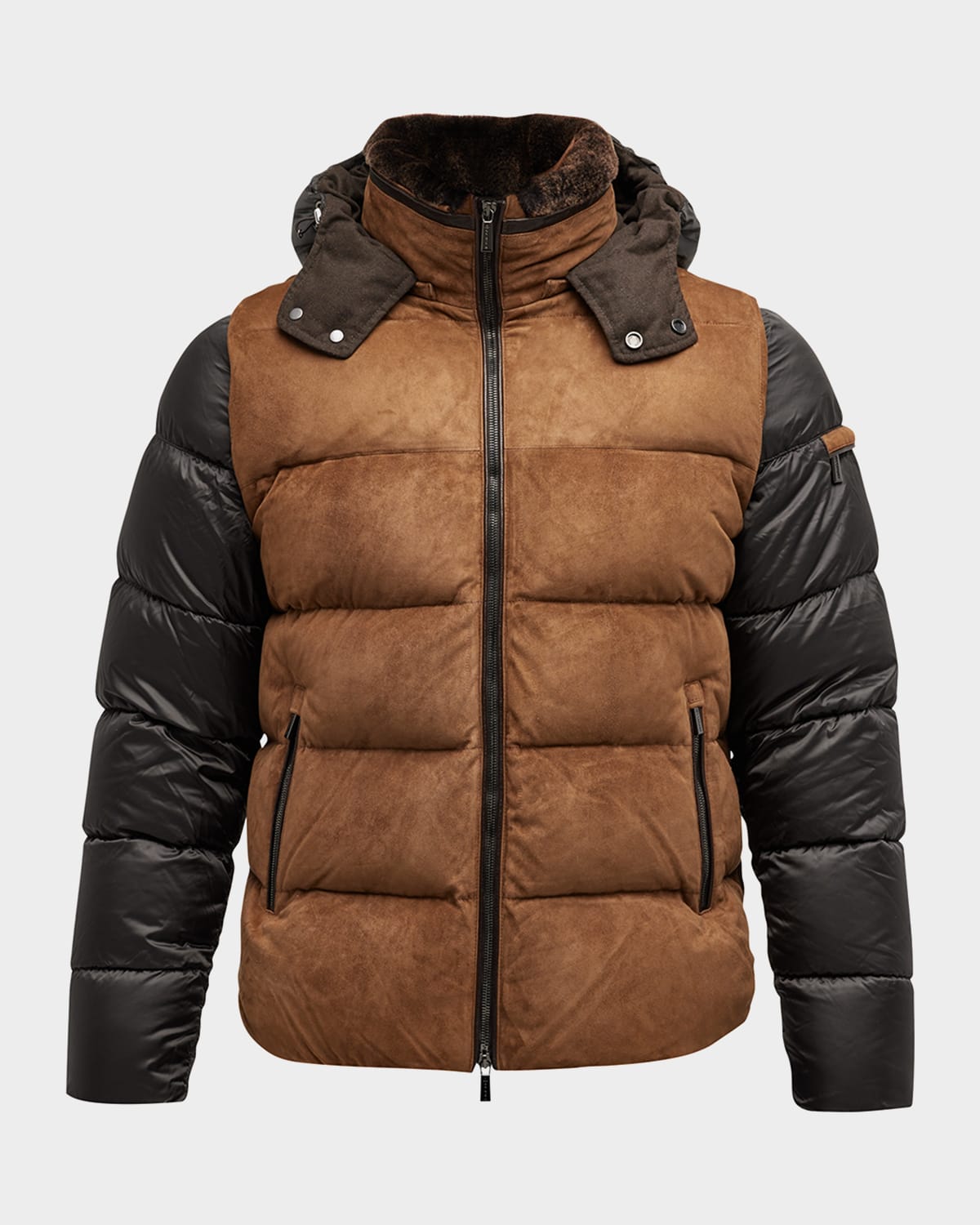 Casciano Suede Puffer Jacket In Castanga