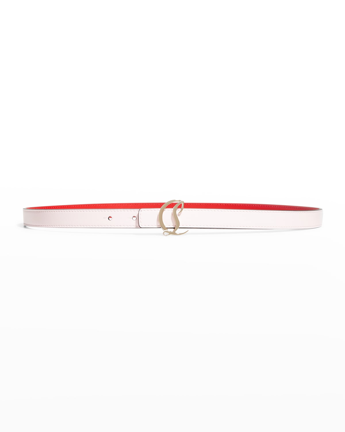 Christian Louboutin Reversible Cl Logo Leather Belt In Poupee Gold