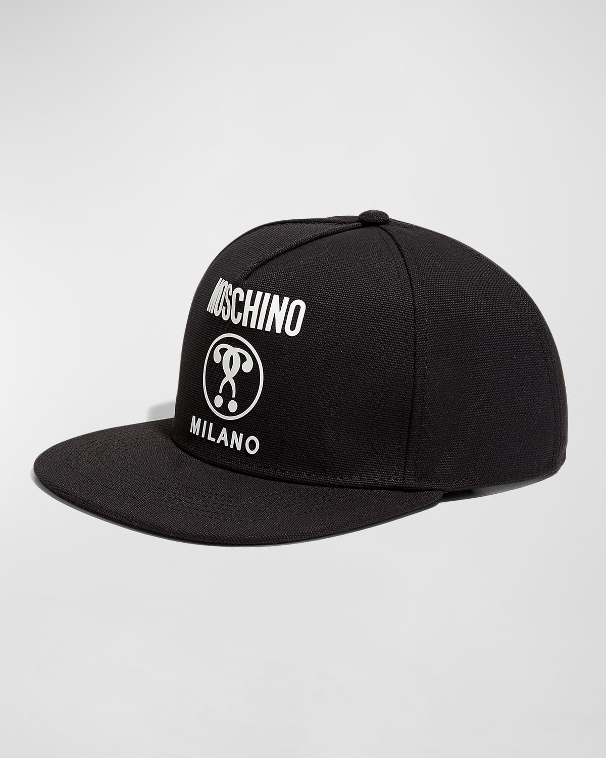 Shop Moschino Men's Flat Brim Logo Baseball Hat In Black