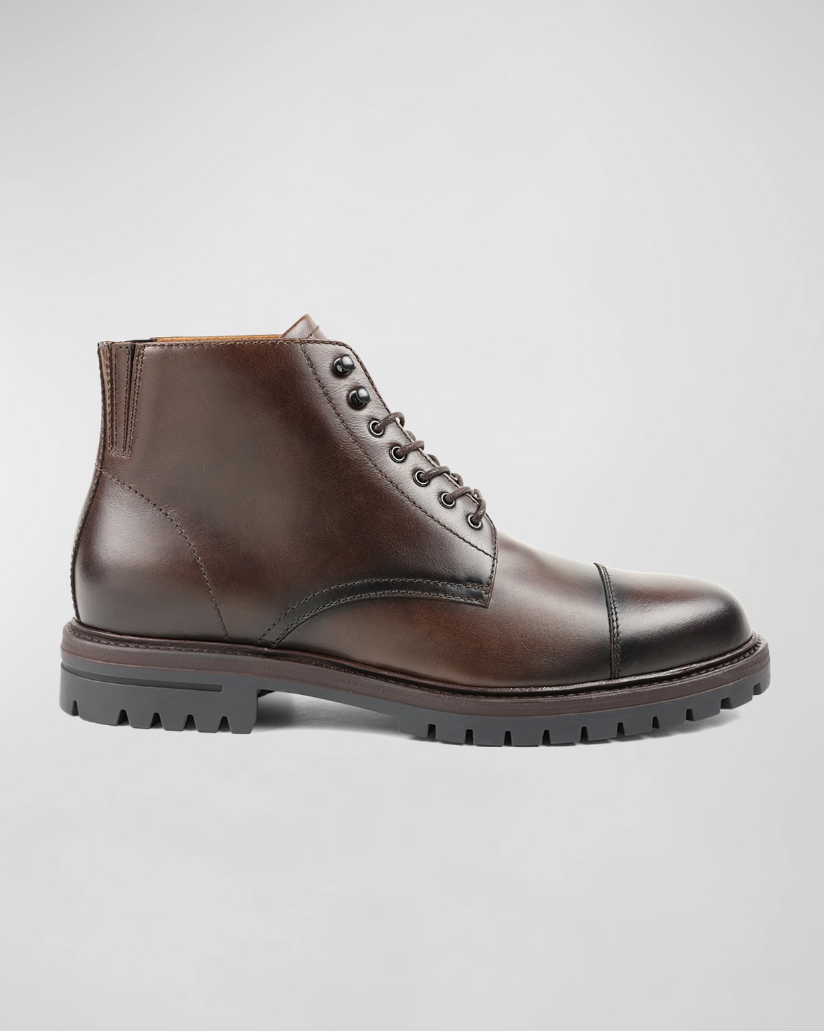Bruno Magli Men's Hollis Cap-toe Combat Boots In Rust Calf