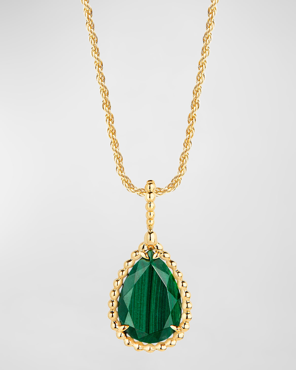 Serpent Boheme Medium Malachite Necklace in Yellow Gold