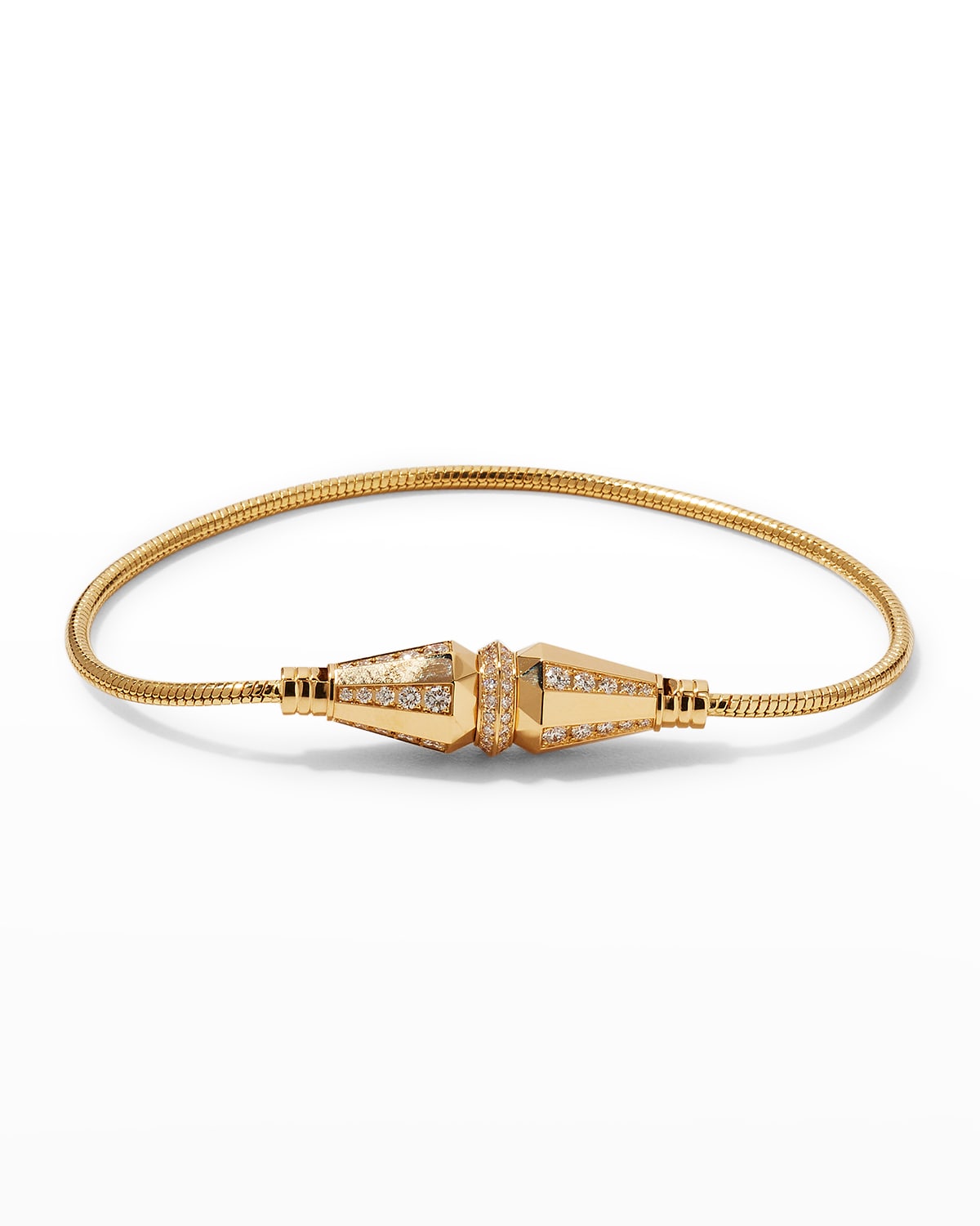 Jack de Boucheron Single-Wrap Diamond-Part Bracelet in Yellow Gold