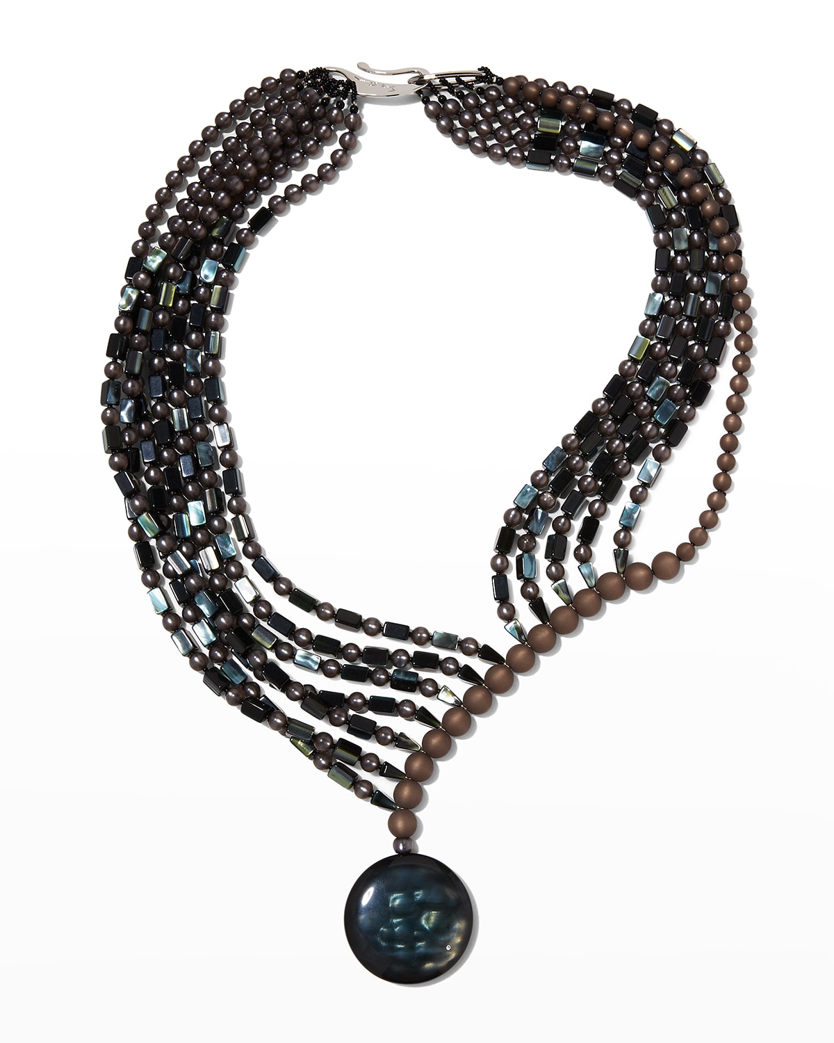 Giorgio Armani Multi-strand Copper And Resin Beaded Necklace In 01647 Grigio Fume