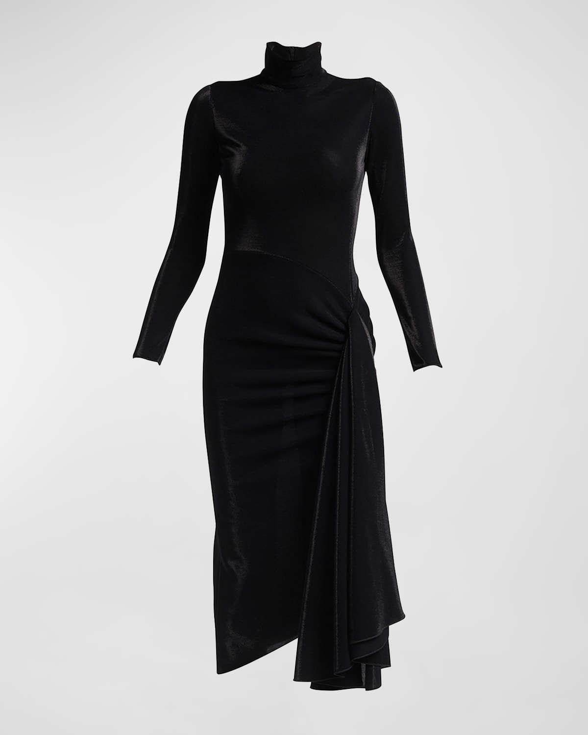 Draped Iridescent Jersey Midi Dress