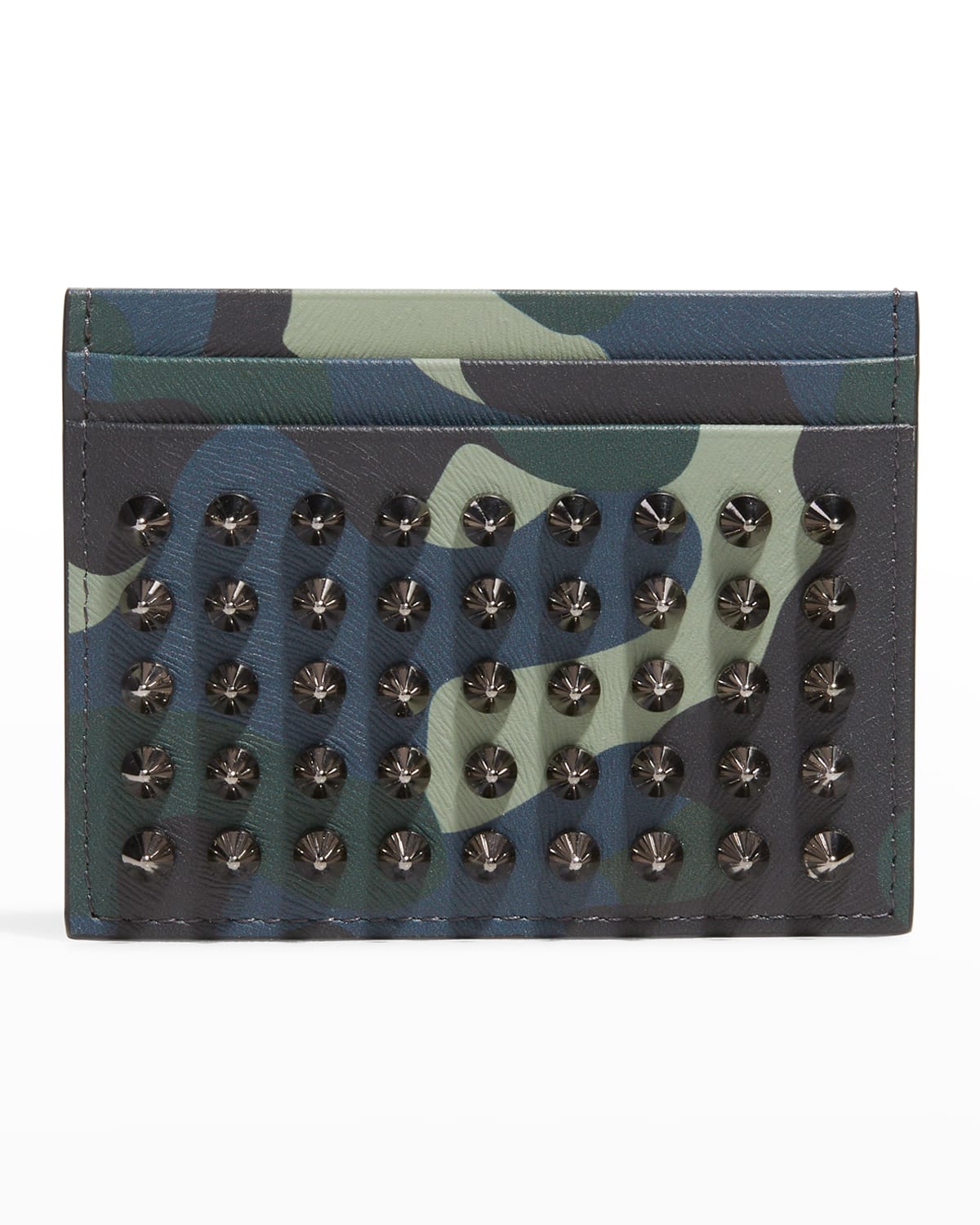 Men's Spiked Camo Leather Card Case