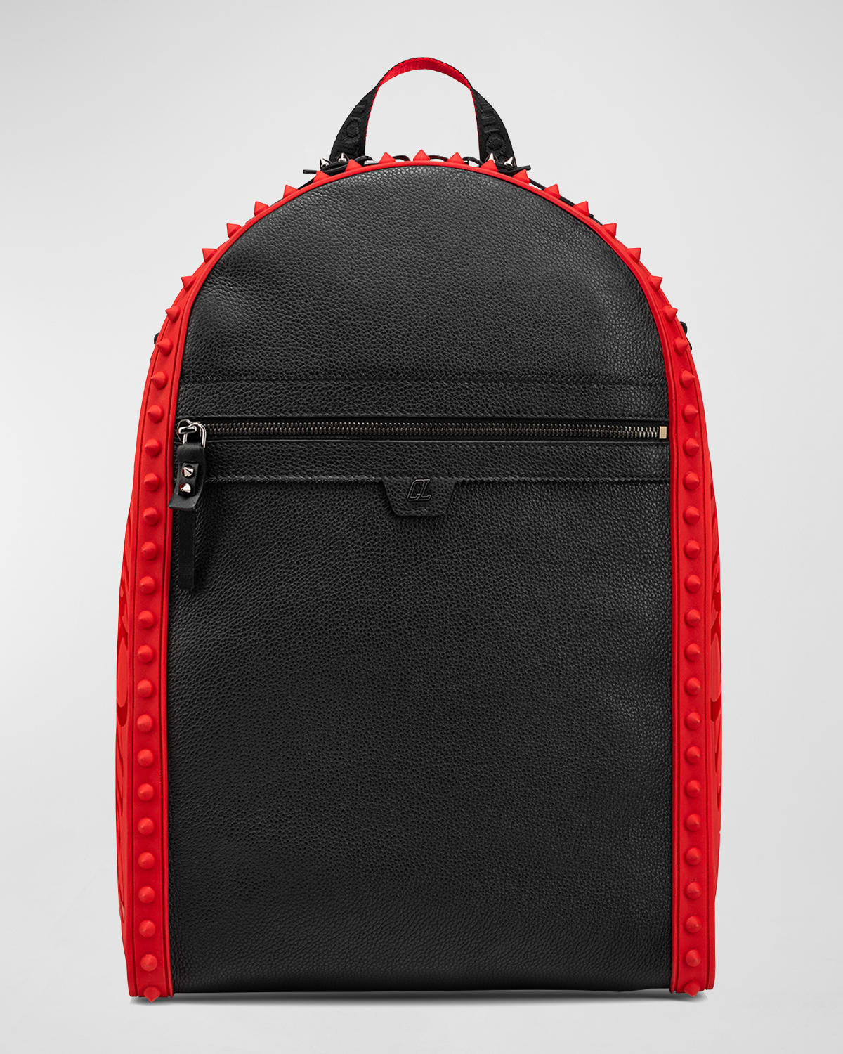 Christian Louboutin Men's Spiked Red Sole Leather Backpack In Black/loubi/black