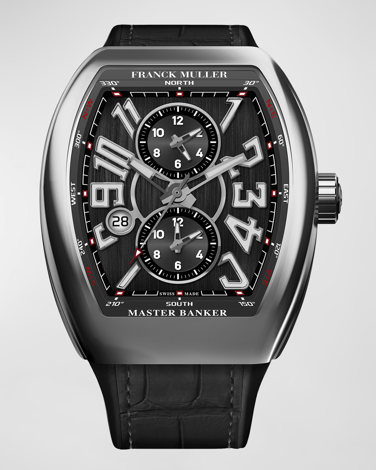 Franck Muller Men's Stainless Steel Master Banker Vanguard Watch In Black