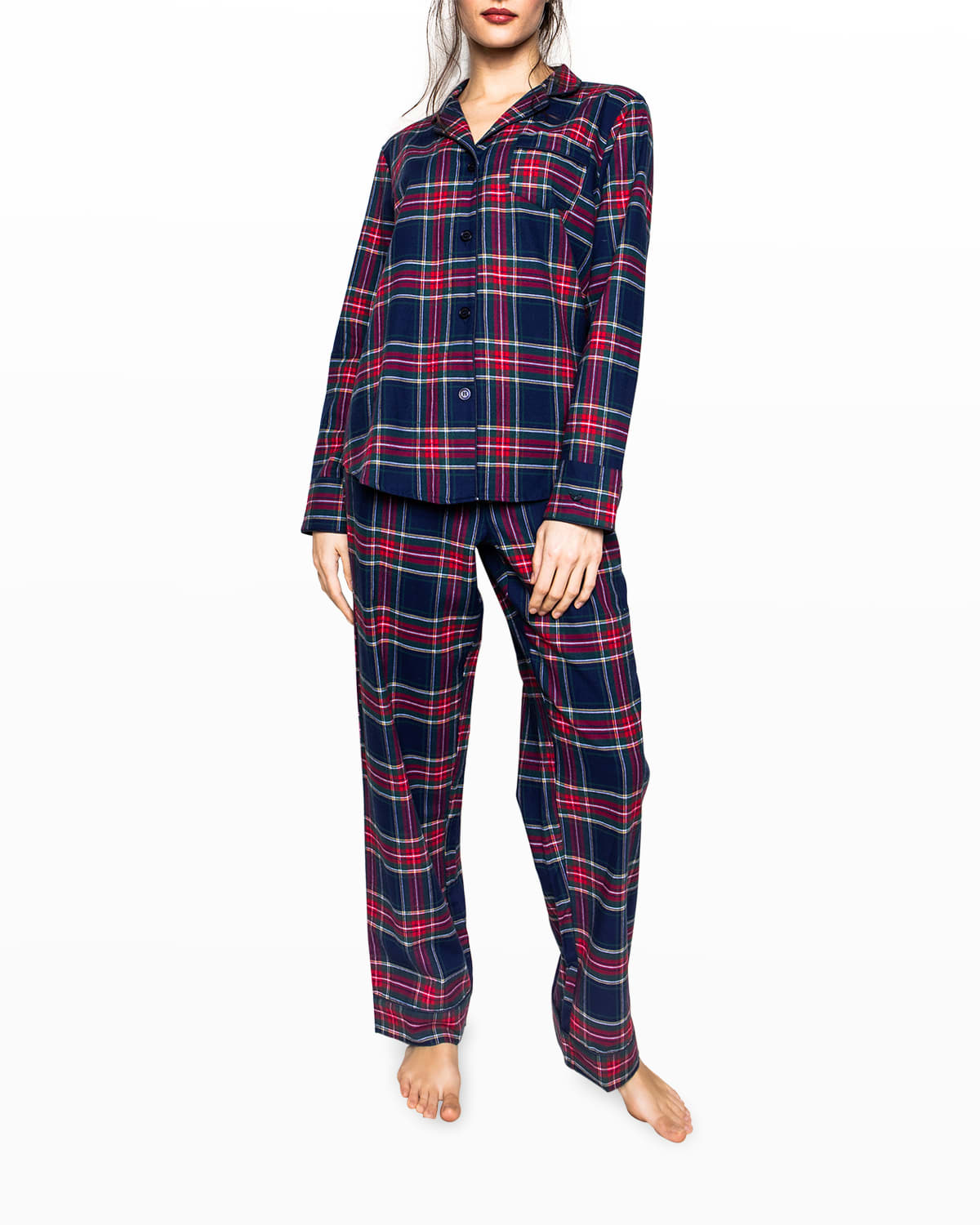Petite Plume Windsor Tartan Flannel Pajama Set In Multi