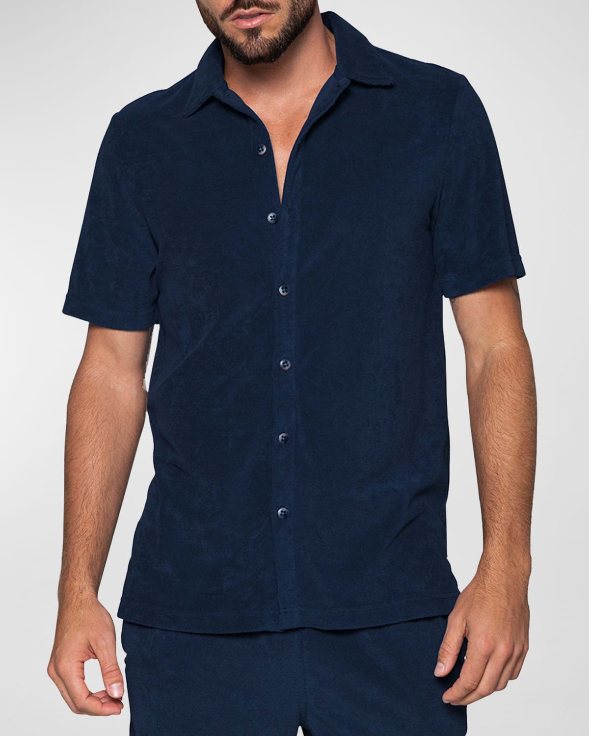 Siamo Verano Men's Terrycloth Club Shirt In Navy