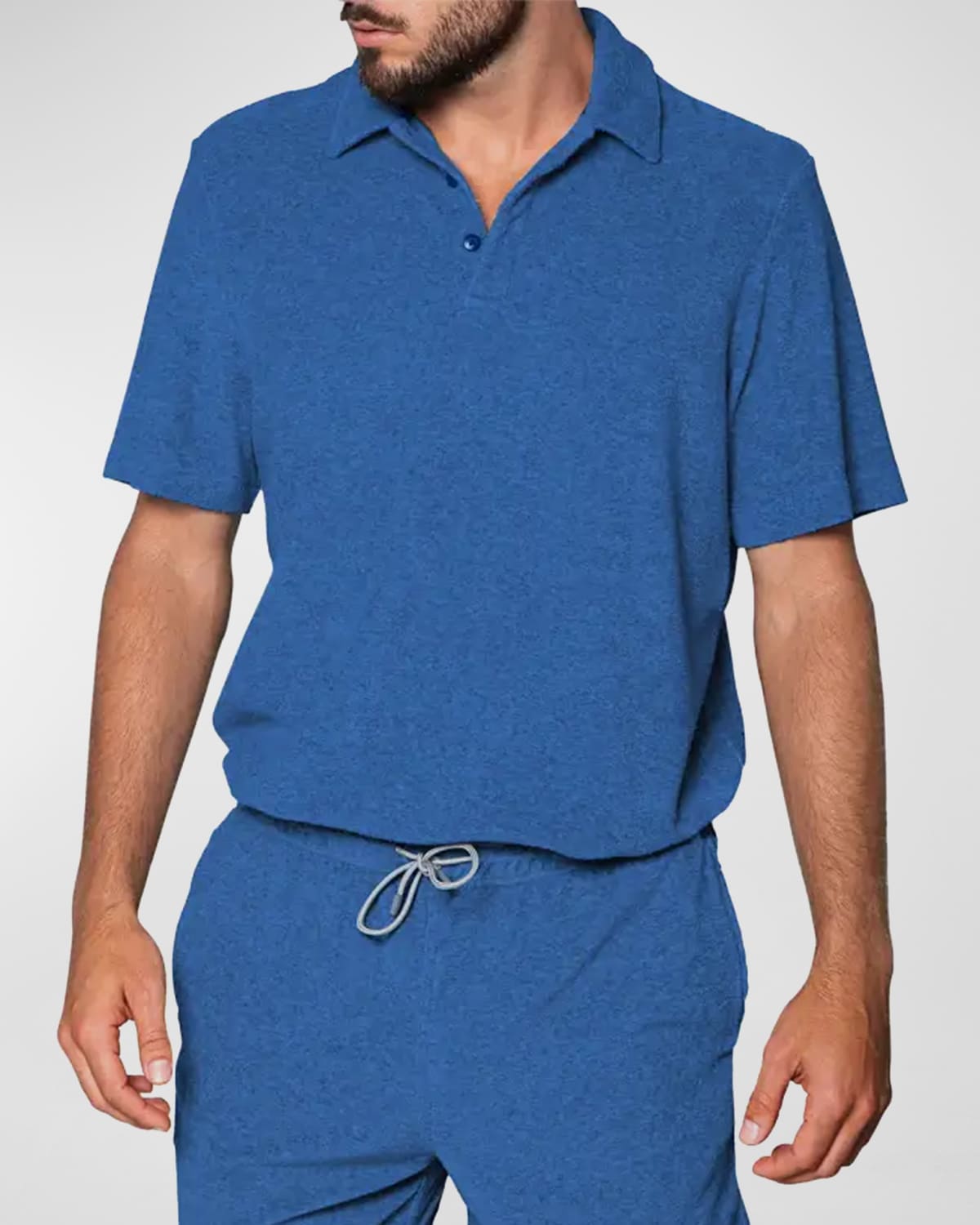 Siamo Verano Men's Terrycloth Polo Shirt In Cobalt