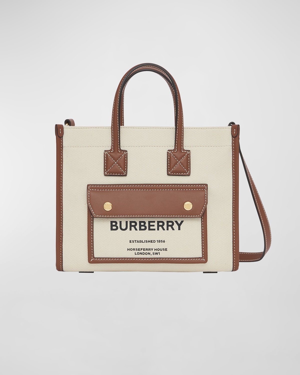 Burberry Canvas Logo Top Handle Tote Bag