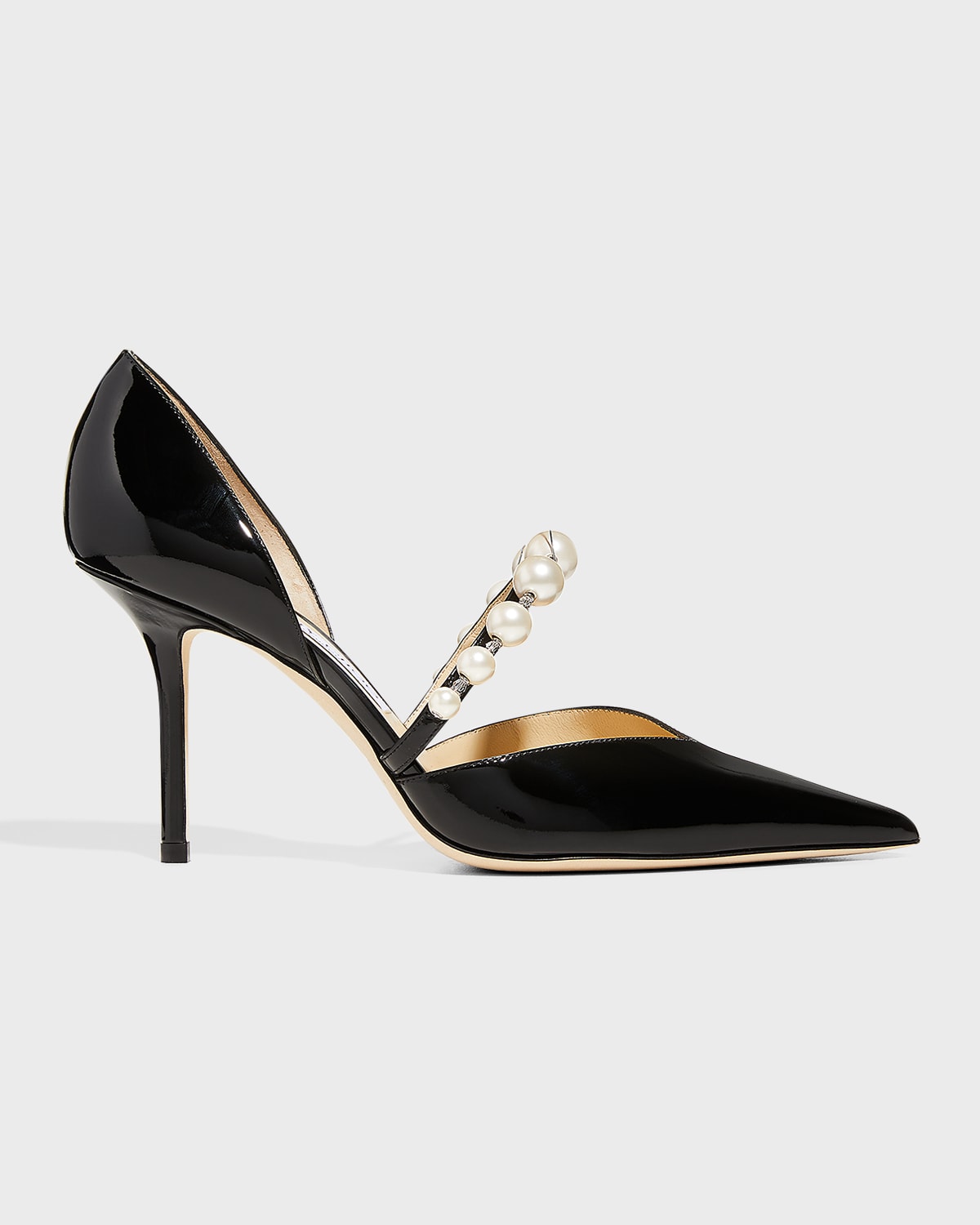 Shop Jimmy Choo Aurelie D'orsay Pearly Band Pumps In Black/white