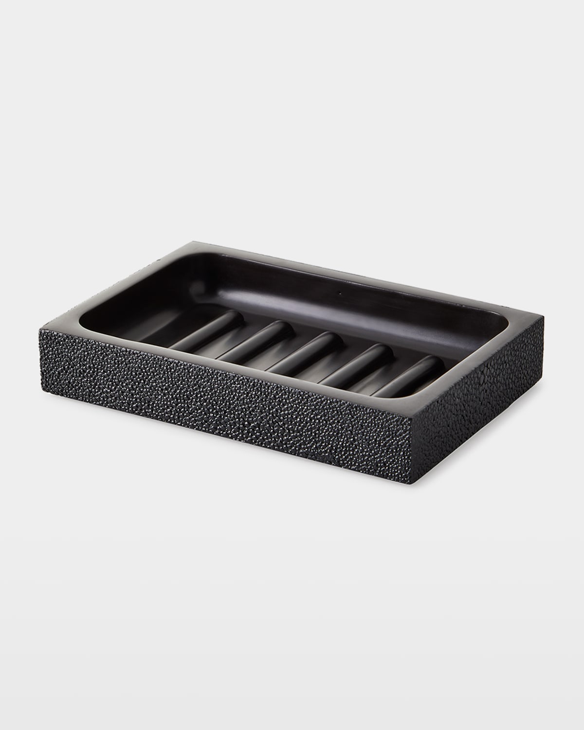 Pigeon & Poodle Manchester Rectangular Soap Dish In Black Faux Shagre