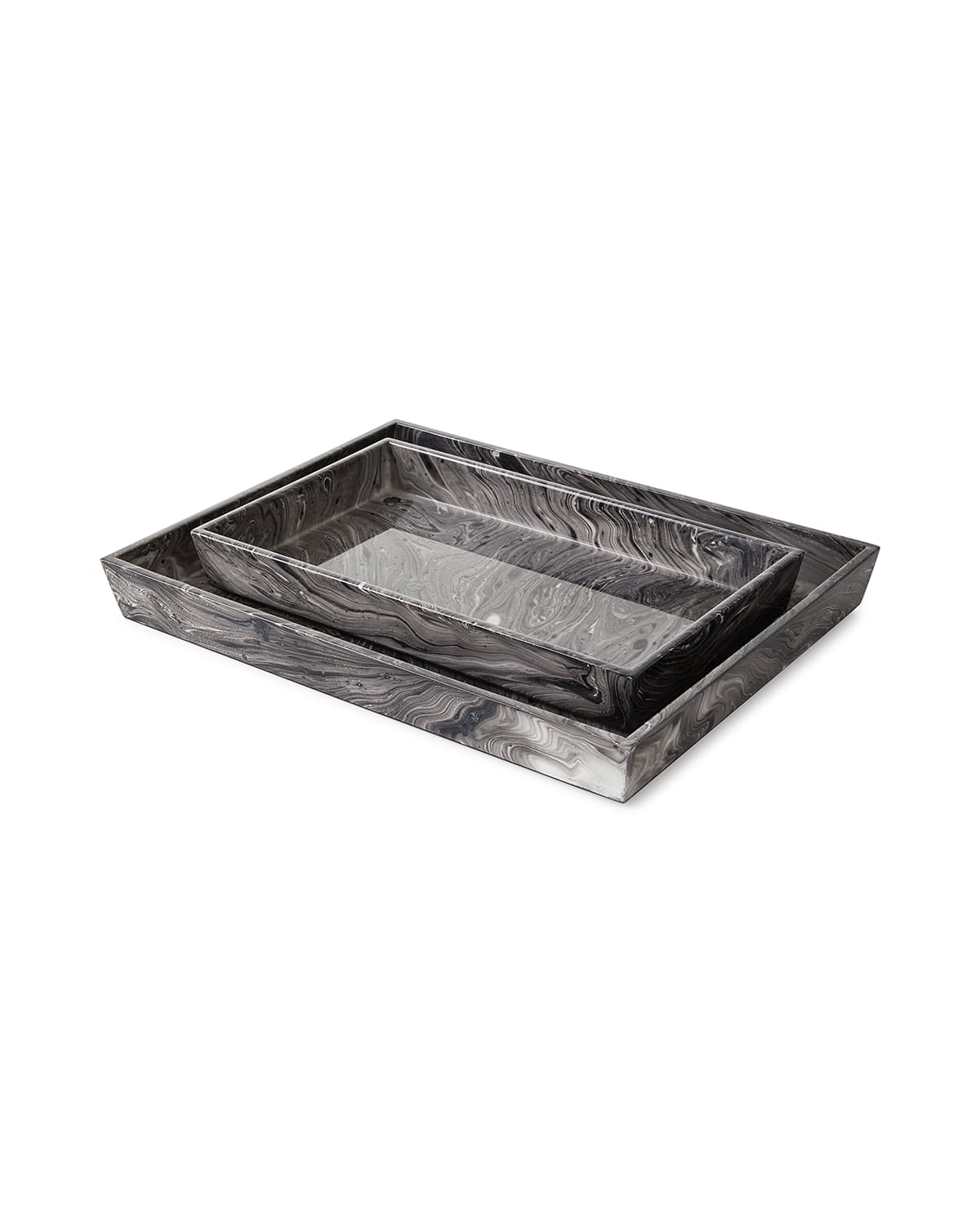 Shop Pigeon & Poodle Micco Trays, Set Of 2 In Black Marble