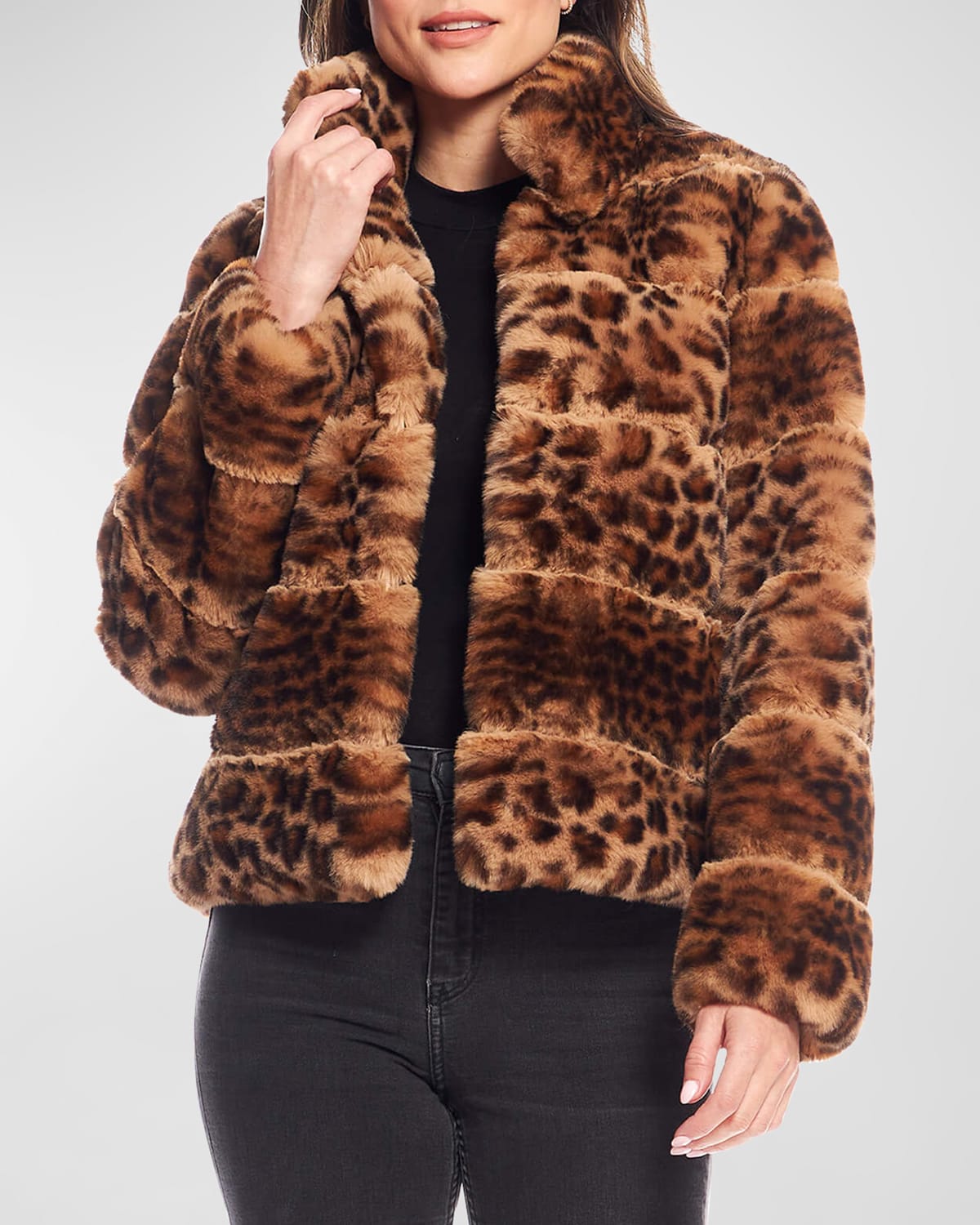 Cece chevron deals faux fur jacket