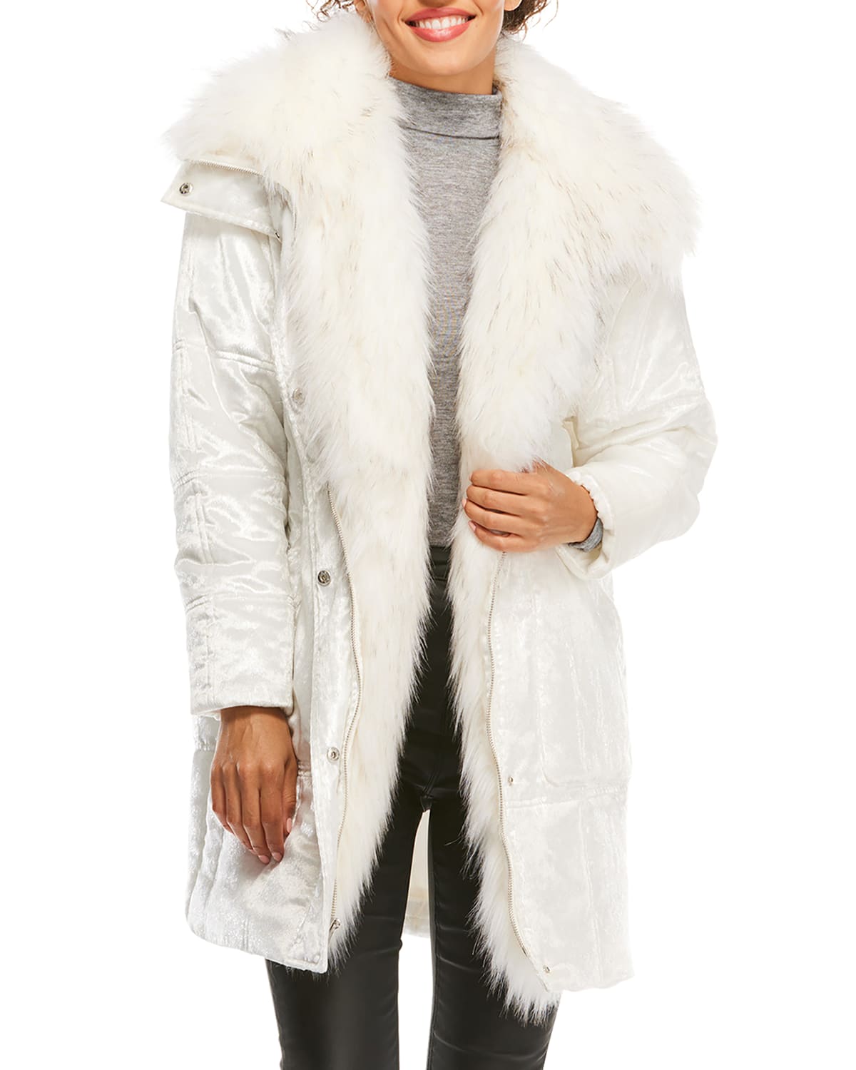 Fabulous Furs Frosted Velvet Puffer Jacket