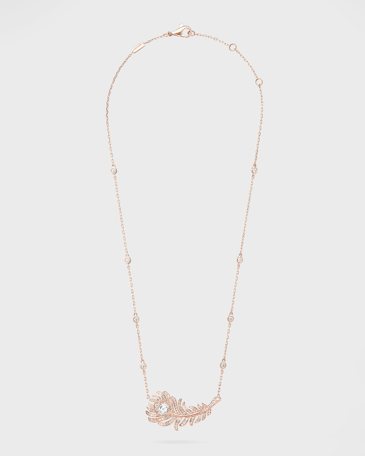 Boucheron 18k Rose Gold Diamond Plume De Paon Necklace