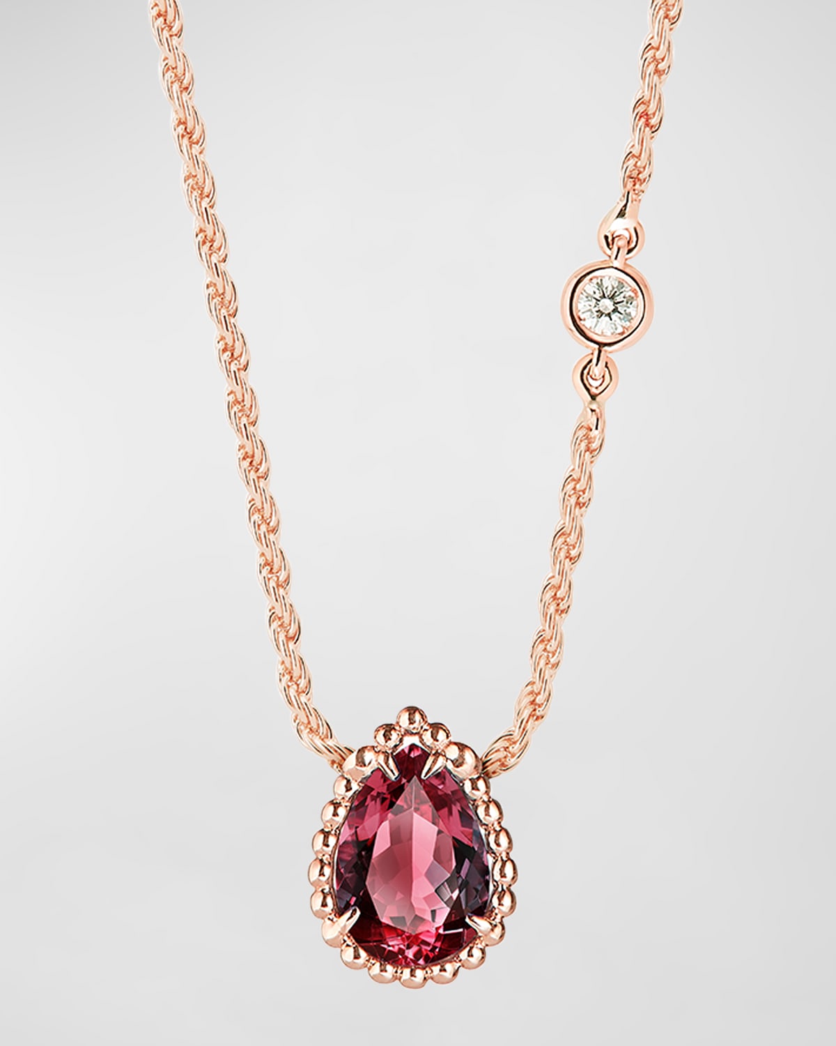 Pink Gold Serpent Boheme Extra-Small Rhodolite Garnet Pendant Necklace