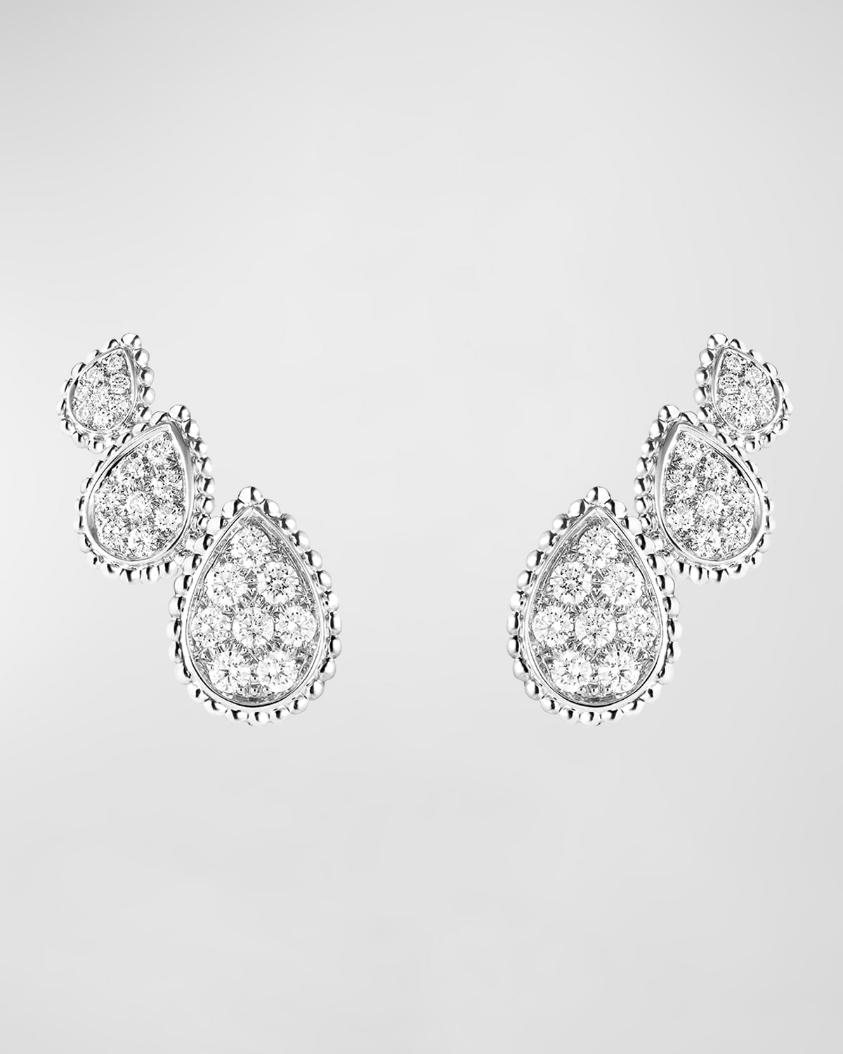 Boucheron Serpent Boheme Graduated Diamond Stud Earrings in White Gold