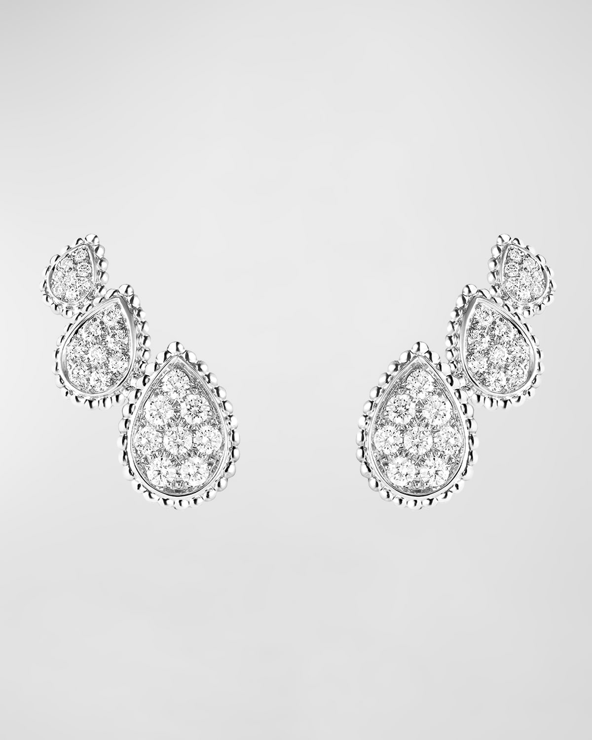 Serpent Boheme Graduated Diamond Stud Earrings in White Gold