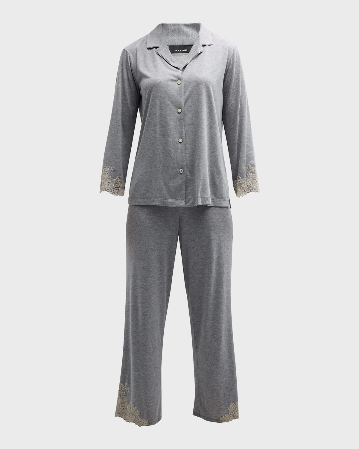 Shop Natori Luxe Shangri La Pajama Set In Grey W Cocoon