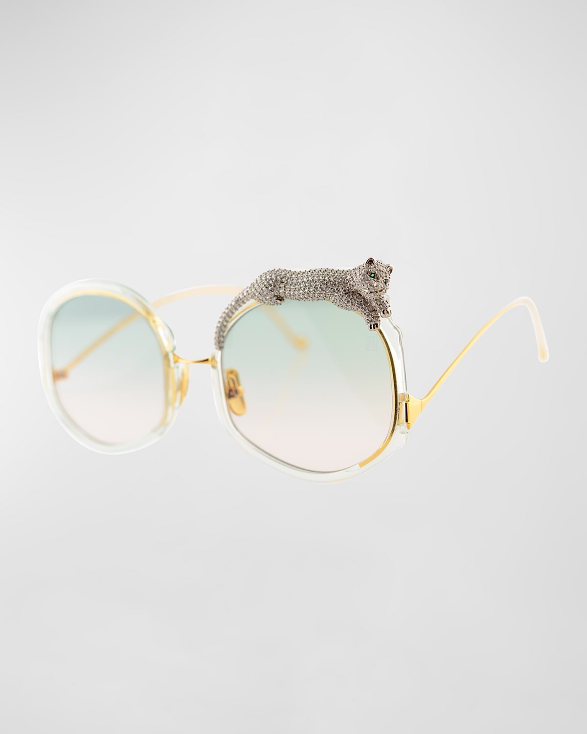 Rose Et Le Reve Leopard Round Acetate Sunglasses