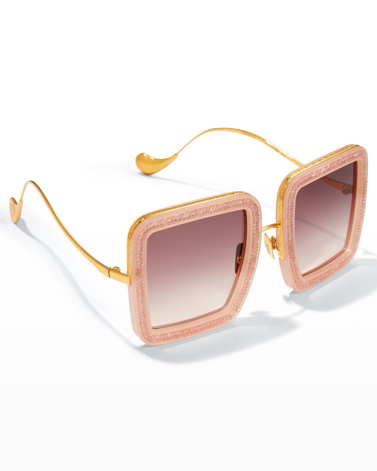 Strawberry Moon Square Black Acetate & Gold-Plated Steel Sunglasses