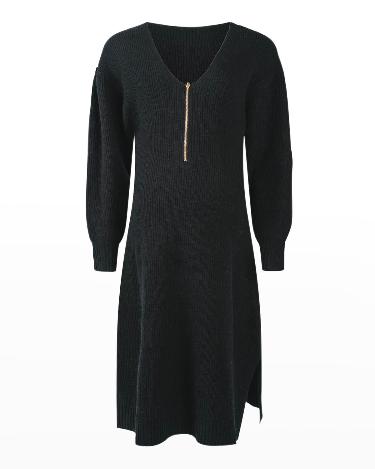 Emilia George Eva Long Sleeve Merino Wool Blend Maternity Sweater Dress In Black