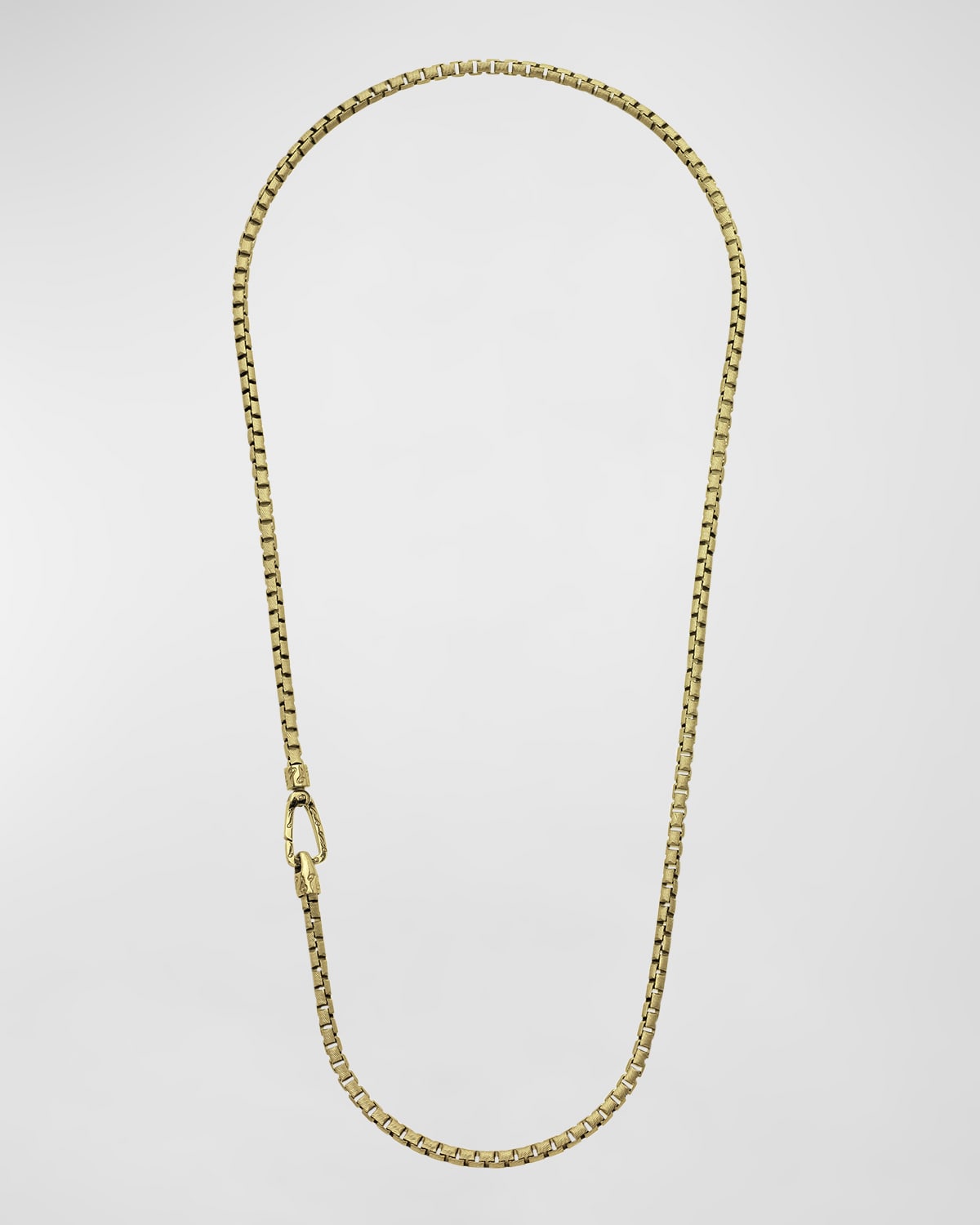 Marco Dal Maso Carved Tubular Yellow Gold Plated Silver Necklace with Matte Chain and Polished Clasp, 20"L