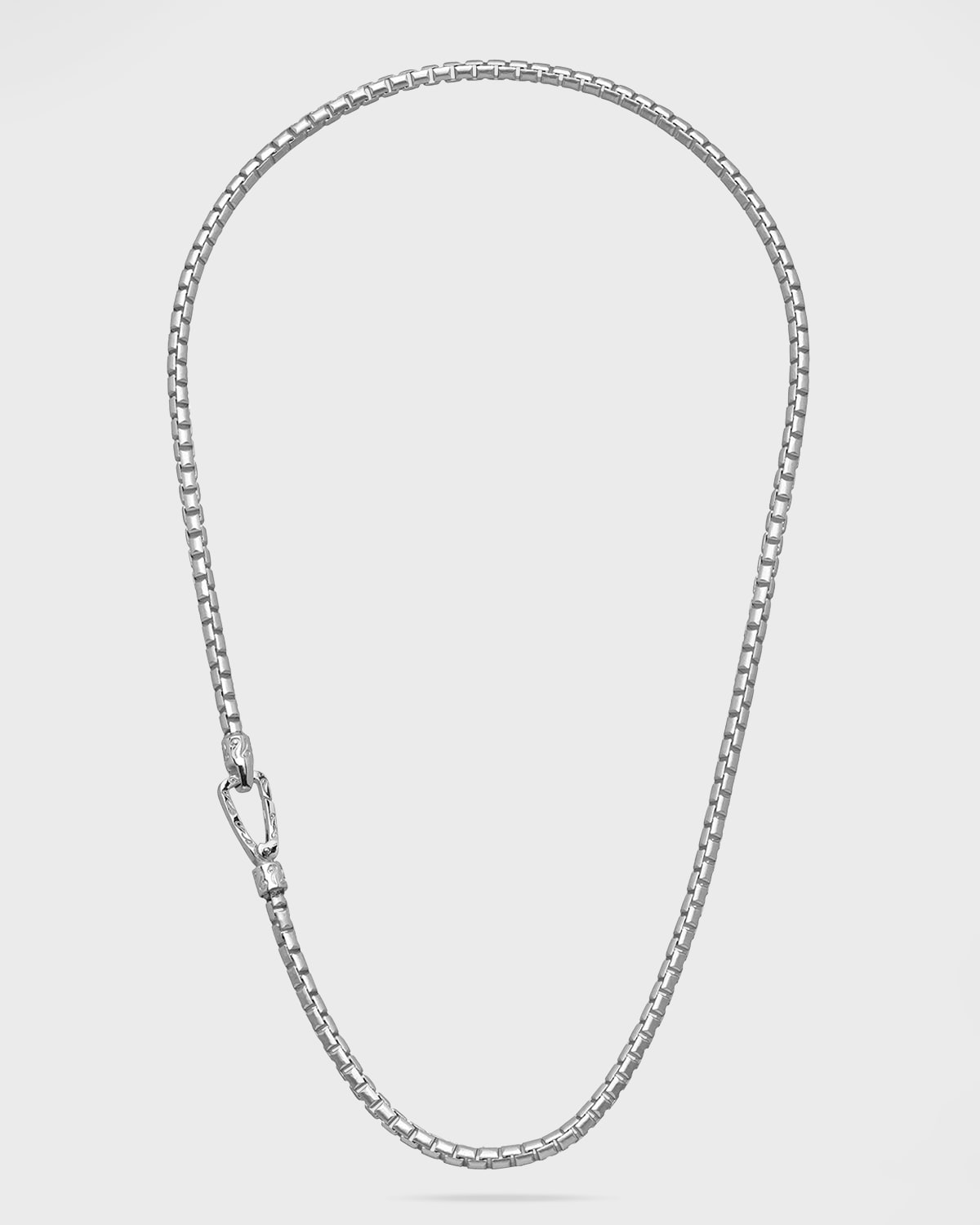 Marco Dal Maso Carved Tubular White Polished Silver Necklace With Matte Chain And Polished Clasp, 20"l