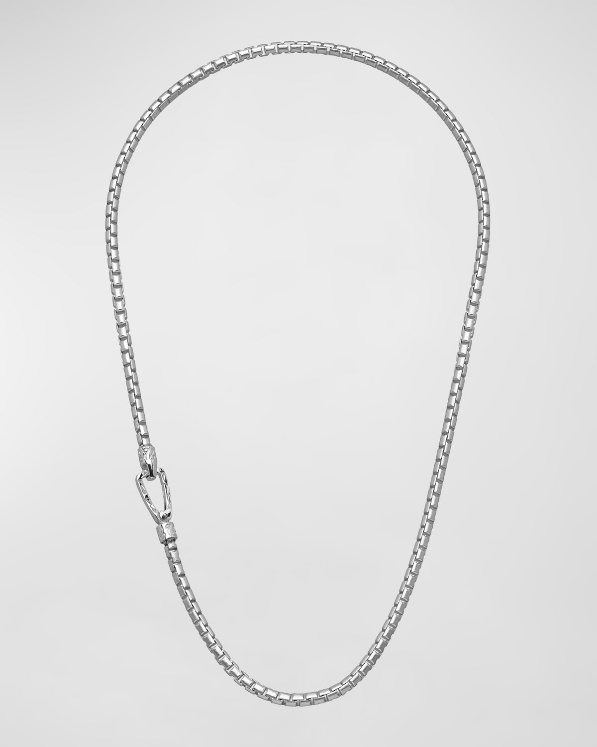 Marco Dal Maso Carved Tubular White Polished Silver Necklace with Matte Chain and Polished Clasp, 22"L