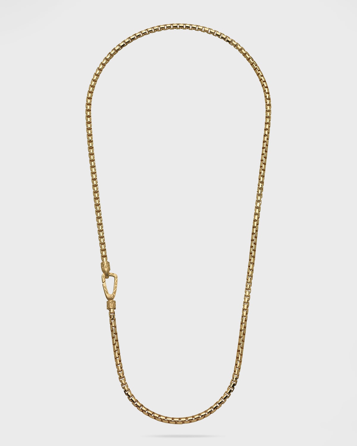 Marco Dal Maso Carved Tubular Yellow Gold Plated Silver Necklace with Matte Chain and Polished Clasp, 24"L