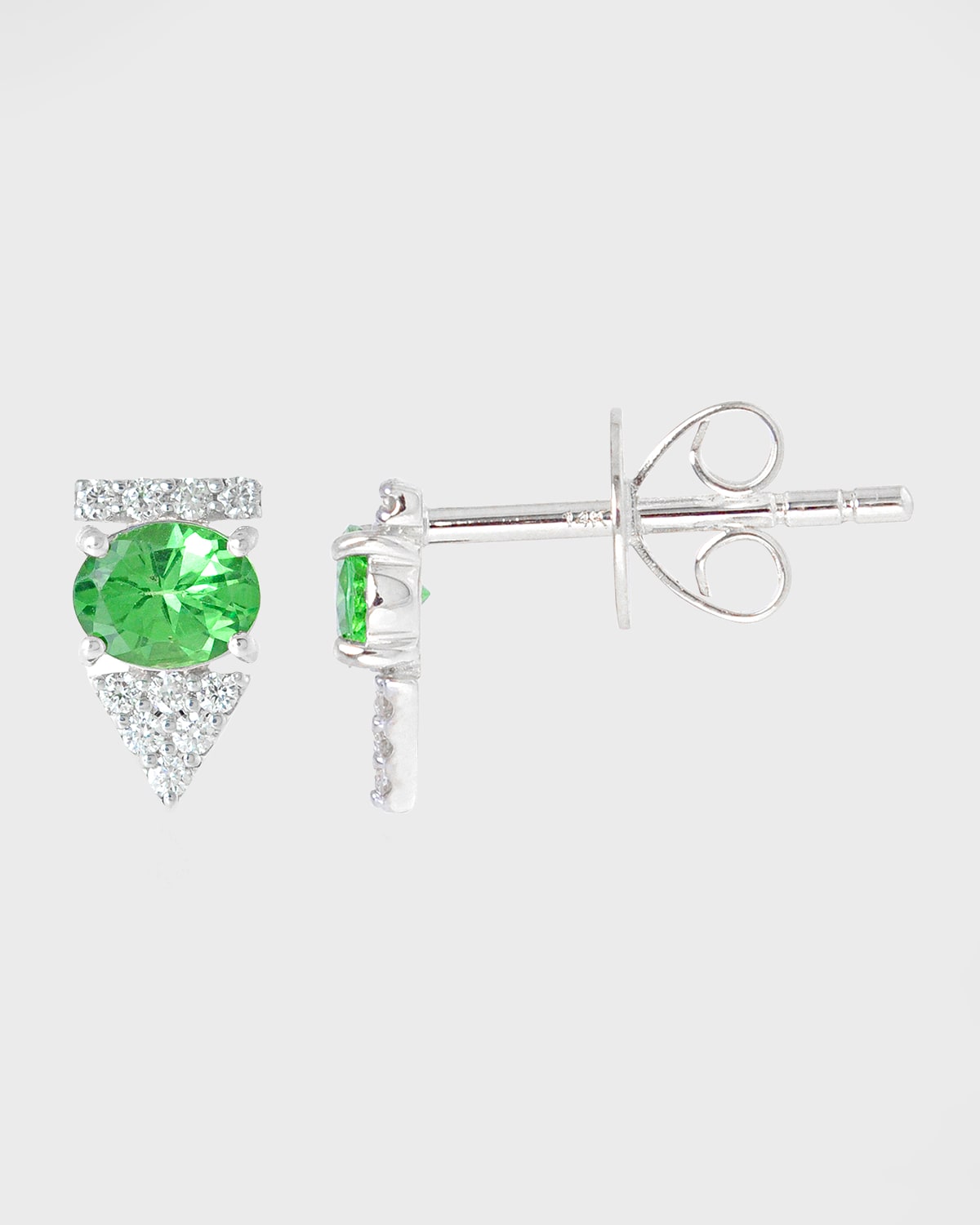 Stevie Wren 14k White Gold Tsavorite Doublet & Diamond Arrow Stud Earring, Single