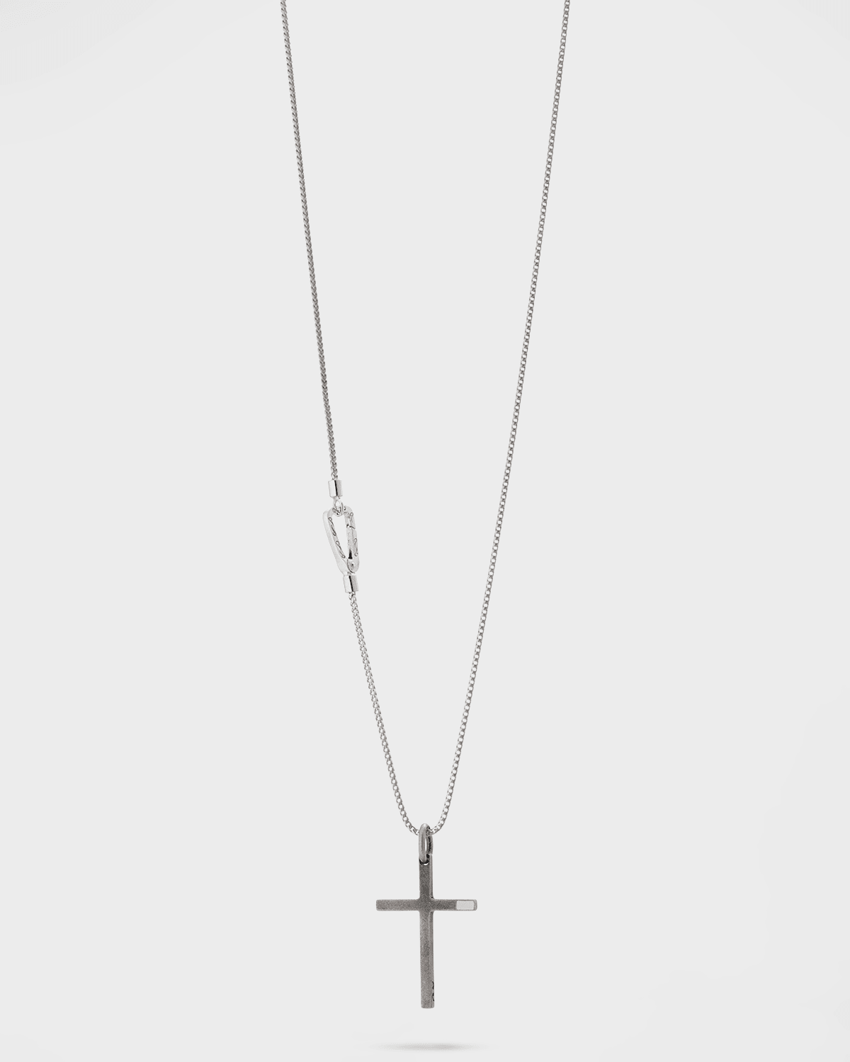 Marco Dal Maso The Cross Pendant Necklace in Oxidized Silver with Ivory Enamel.