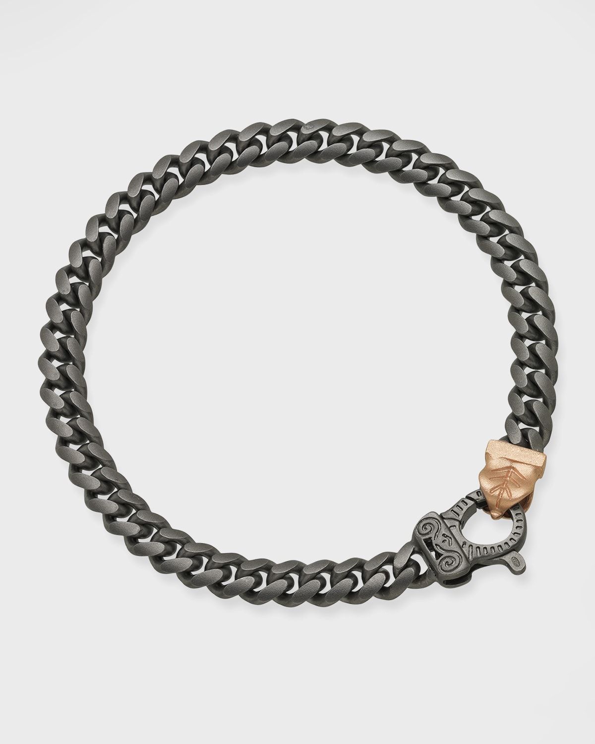 Flaming Tongue Thin Link Bracelet, Silver and Rose Gold