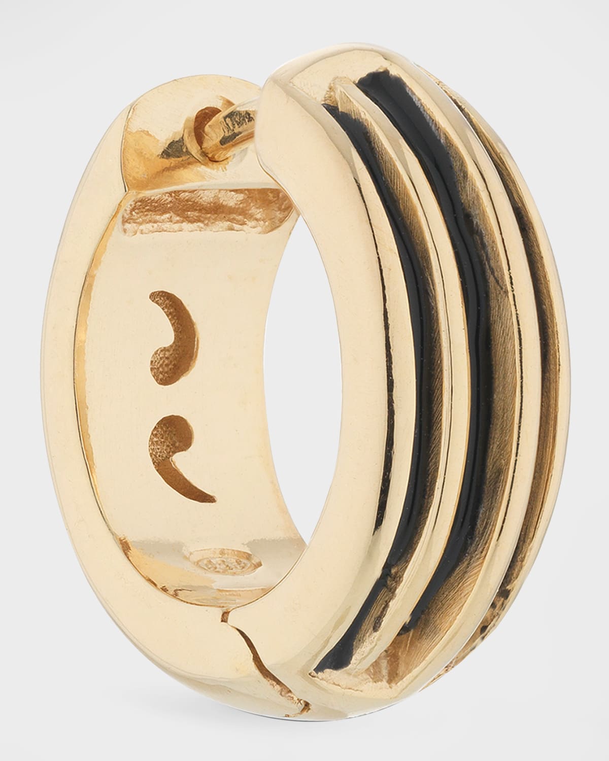 Marco Dal Maso 18K Yellow Gold Plated Silver Earring with Black Enamel, Single