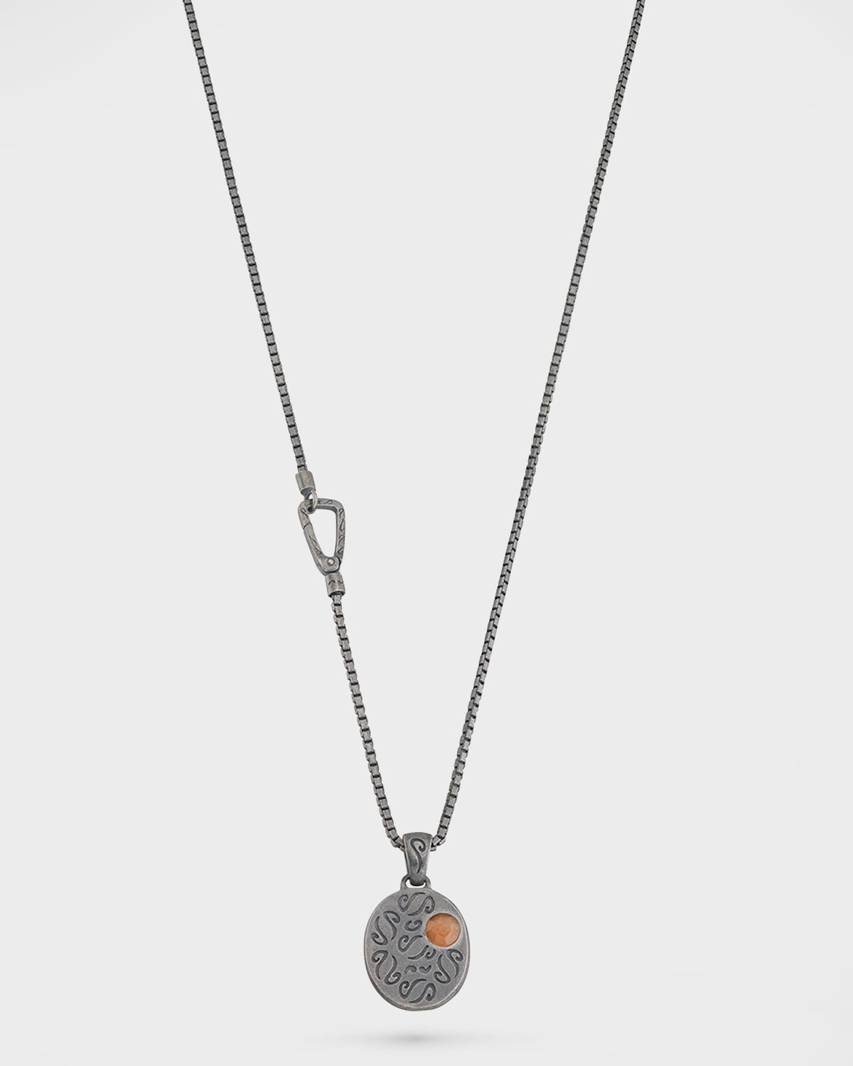 Marco Dal Maso Oxidized Silver Necklace with Orange Aventurine