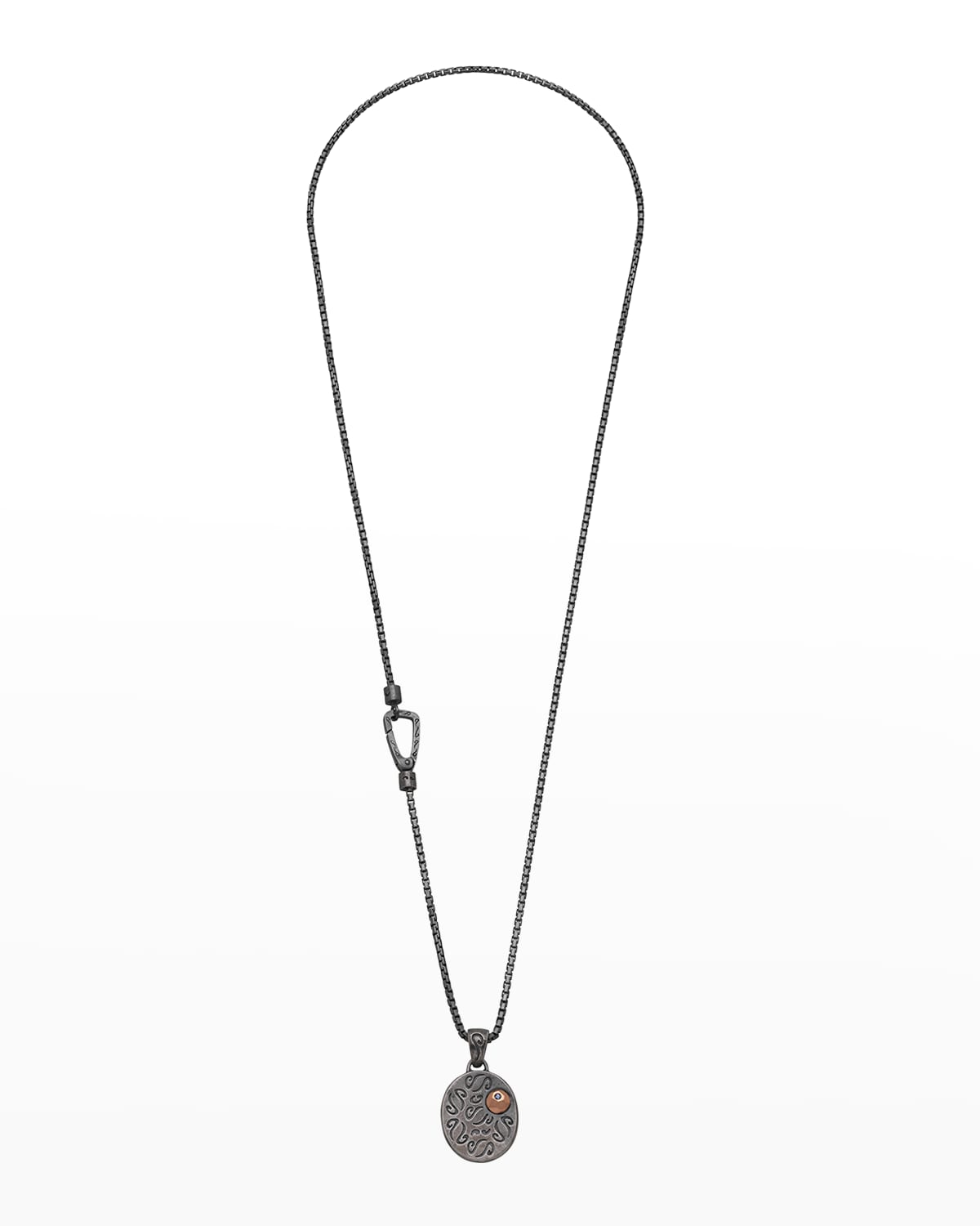 Marco Dal Maso Oxidized Silver & 18k Rose Gold Pendant With Blue Sapphire
