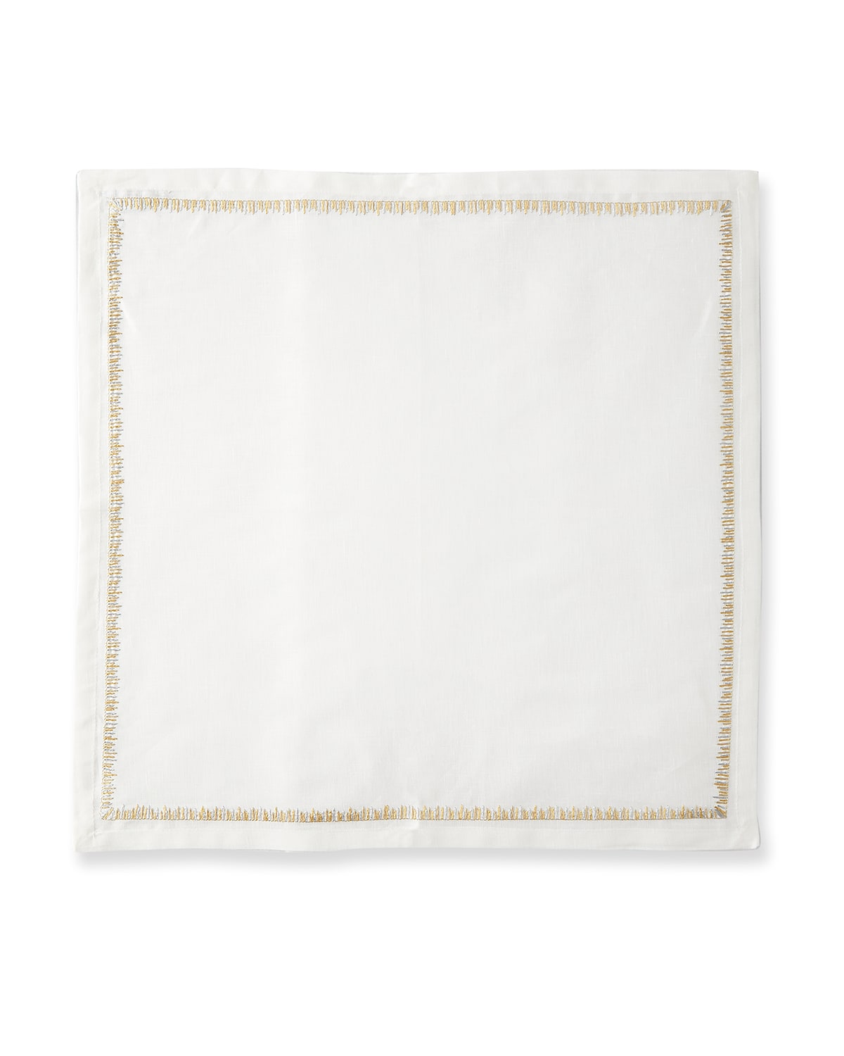 Kim Seybert Filament Linen Napkin In White/gold/silver