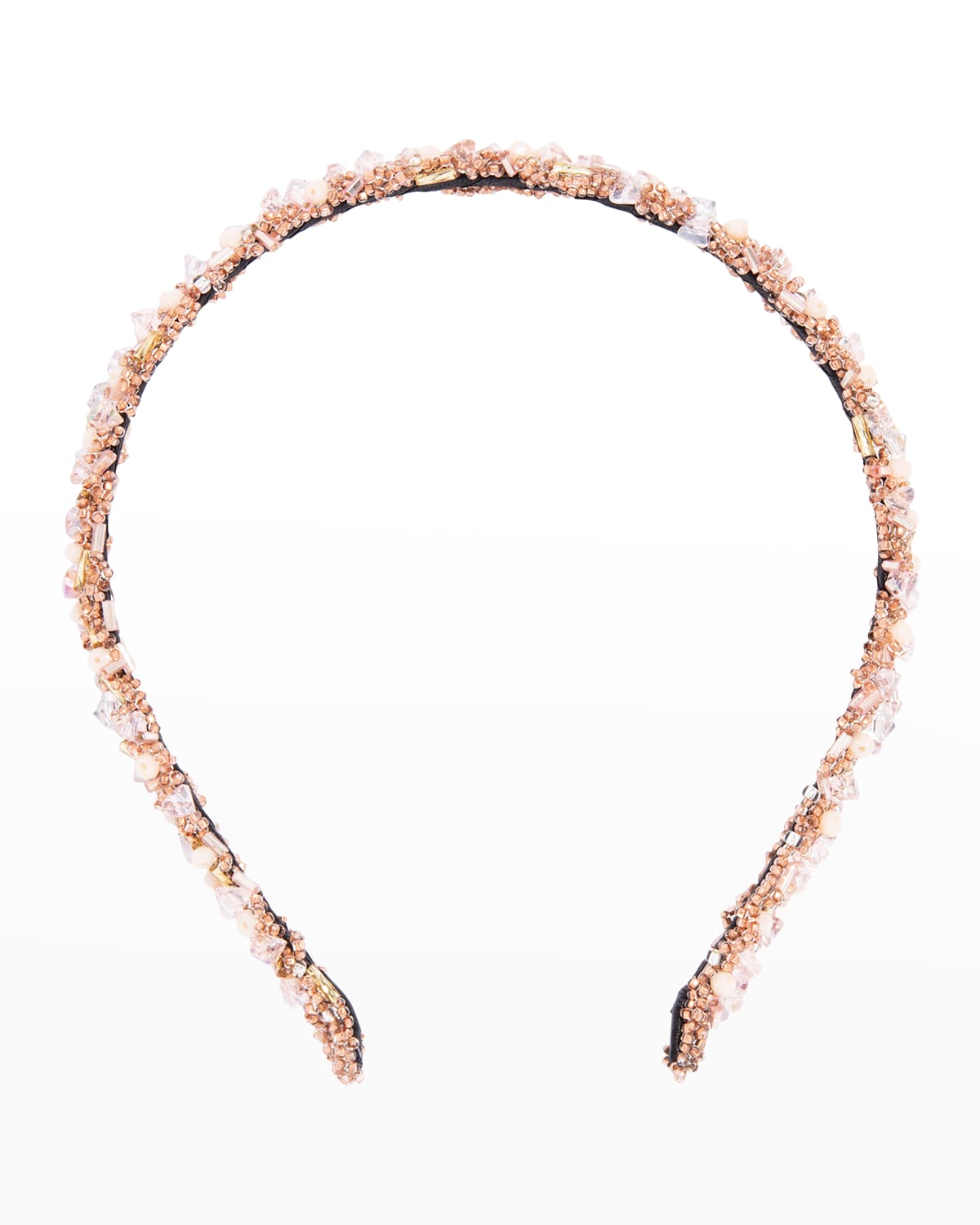 Shop L Erickson Crystal Coated Skinny Headband In Silver Rose Gold
