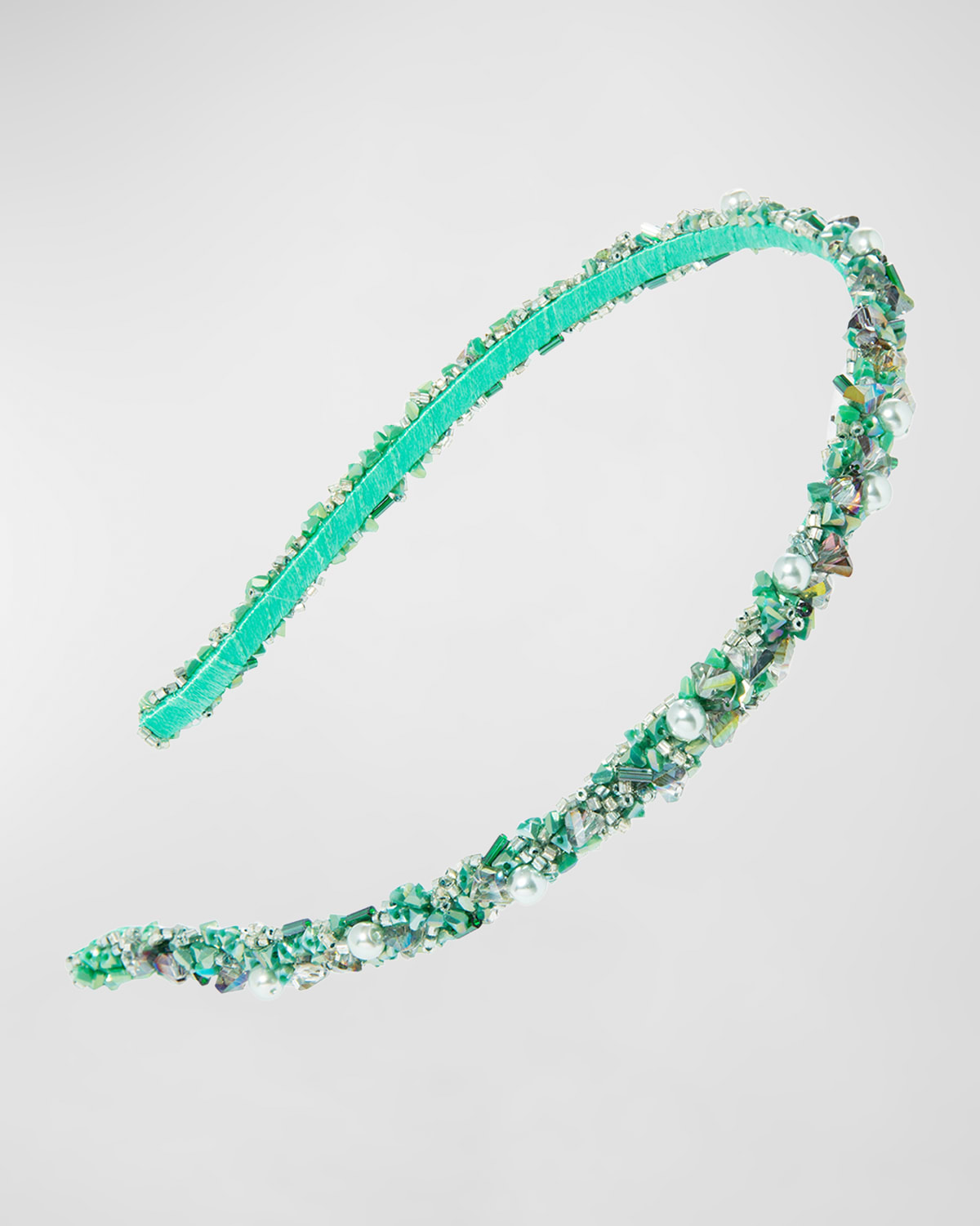 L Erickson Crystal Coated Skinny Headband In Green