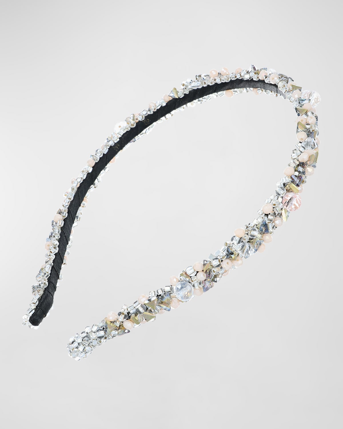 L Erickson Crystal Coated Skinny Headband In Pink/grey