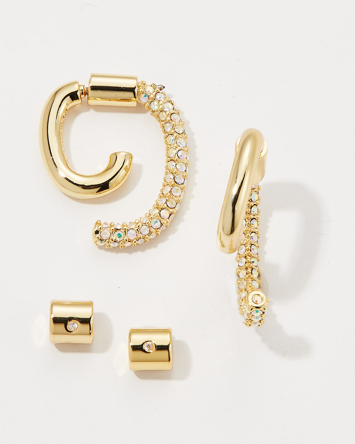 Demarson Mini Pave Luna Crystal Earrings In Shiny Gold