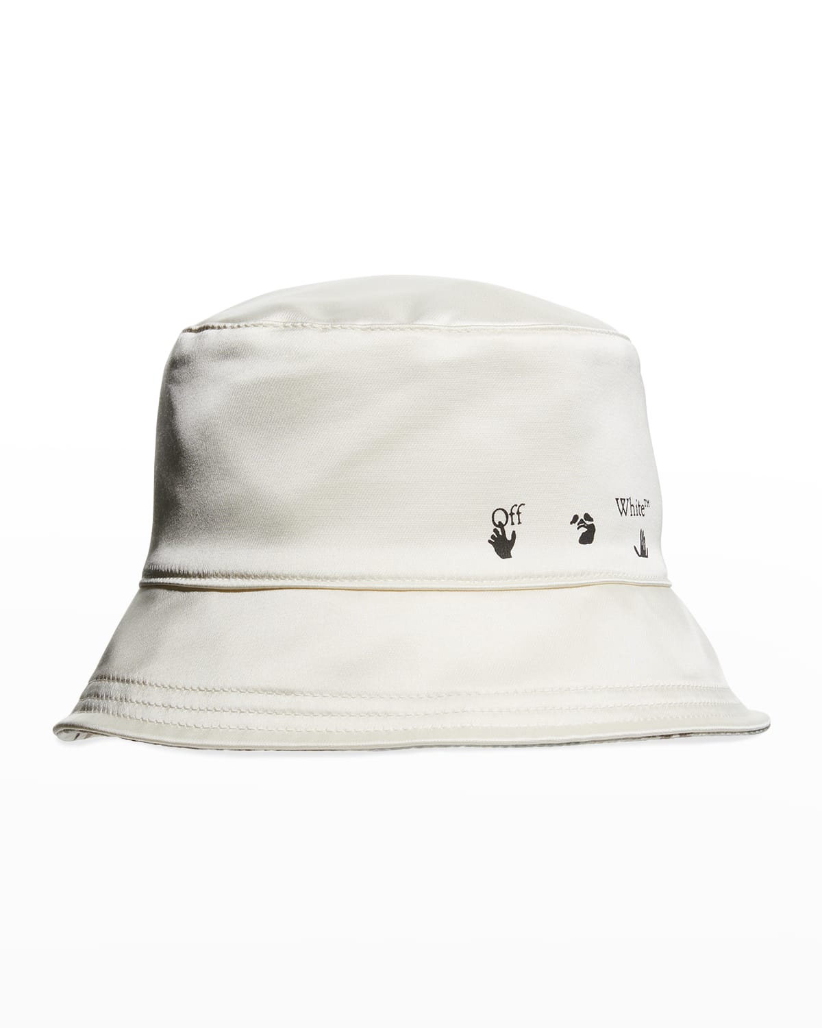 Off-white Delave Logo Canvas Bucket Hat In Beige / Black