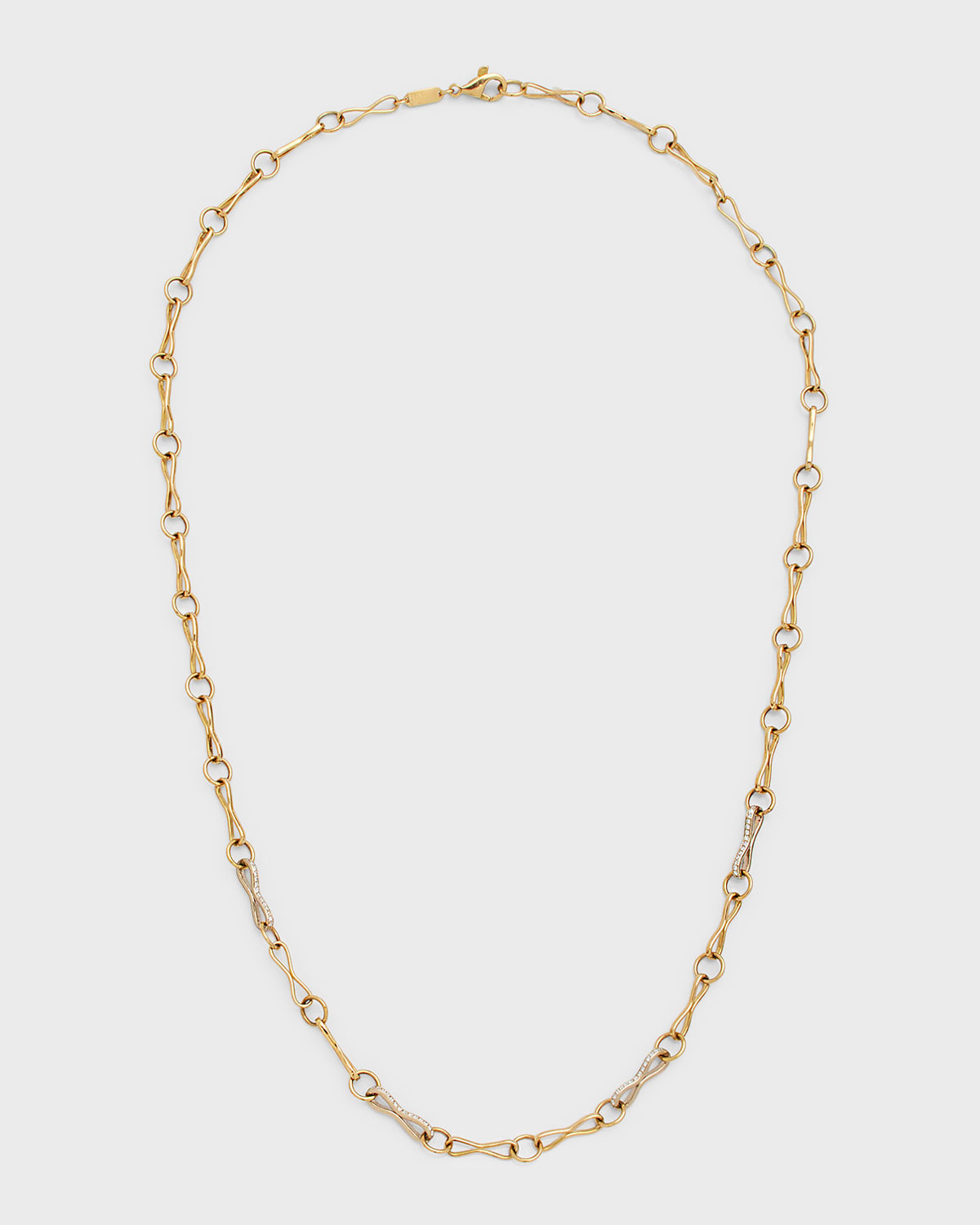 Azlee 18k Large Circle Link Necklace With Diamond Pave, 20"l