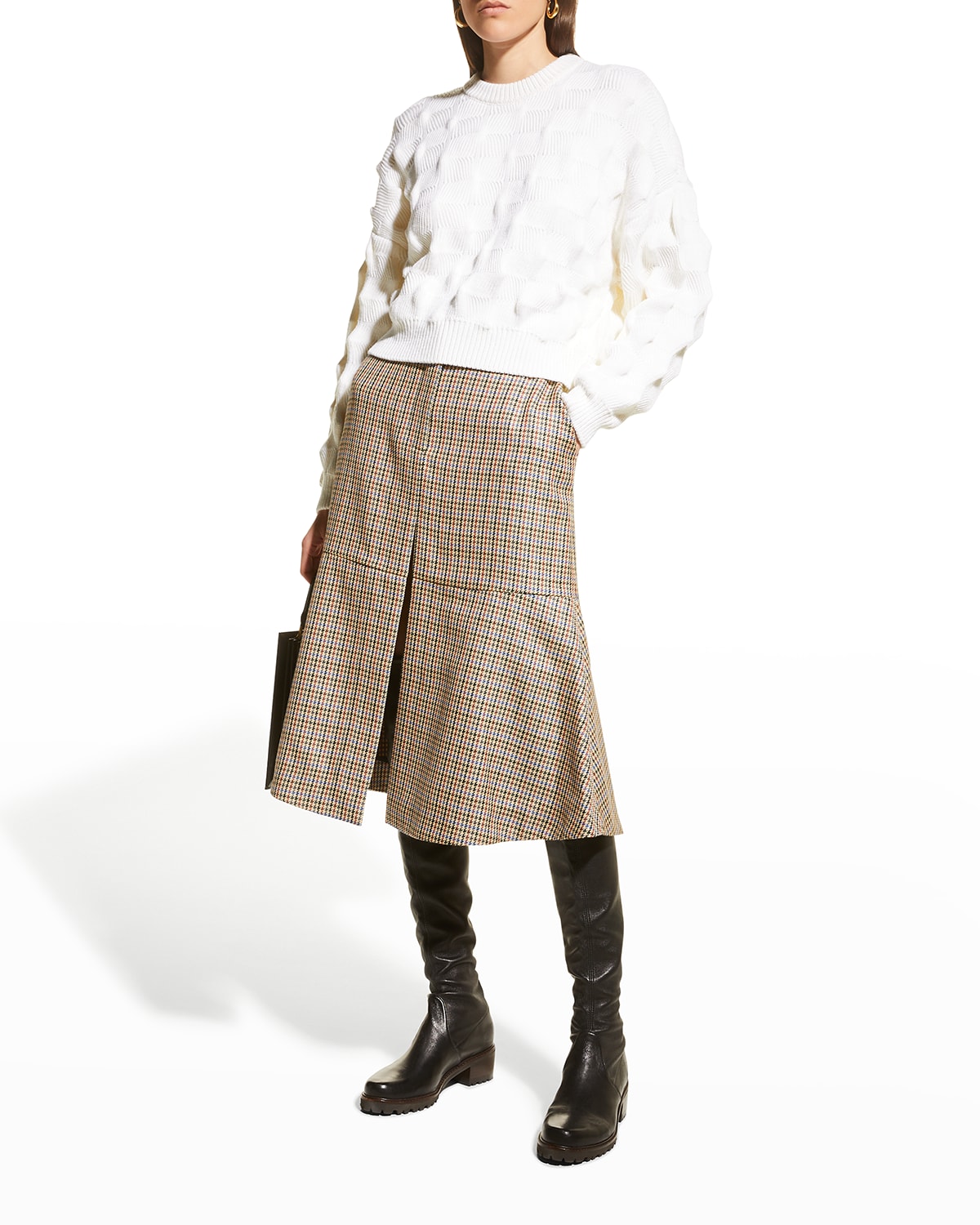 Stella McCartney Naomi Houndstooth Wool Midi Skirt
