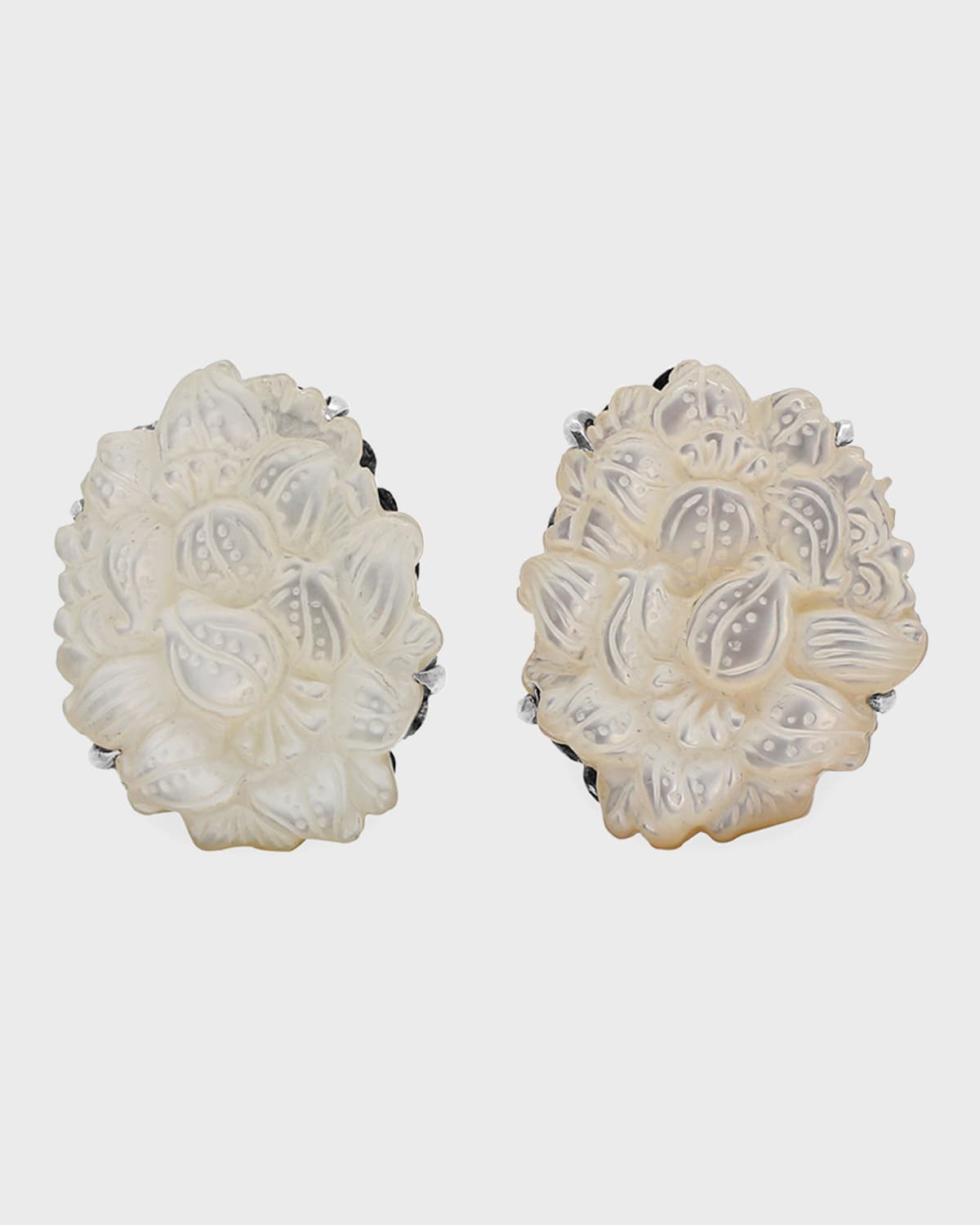 White Carved Earrings