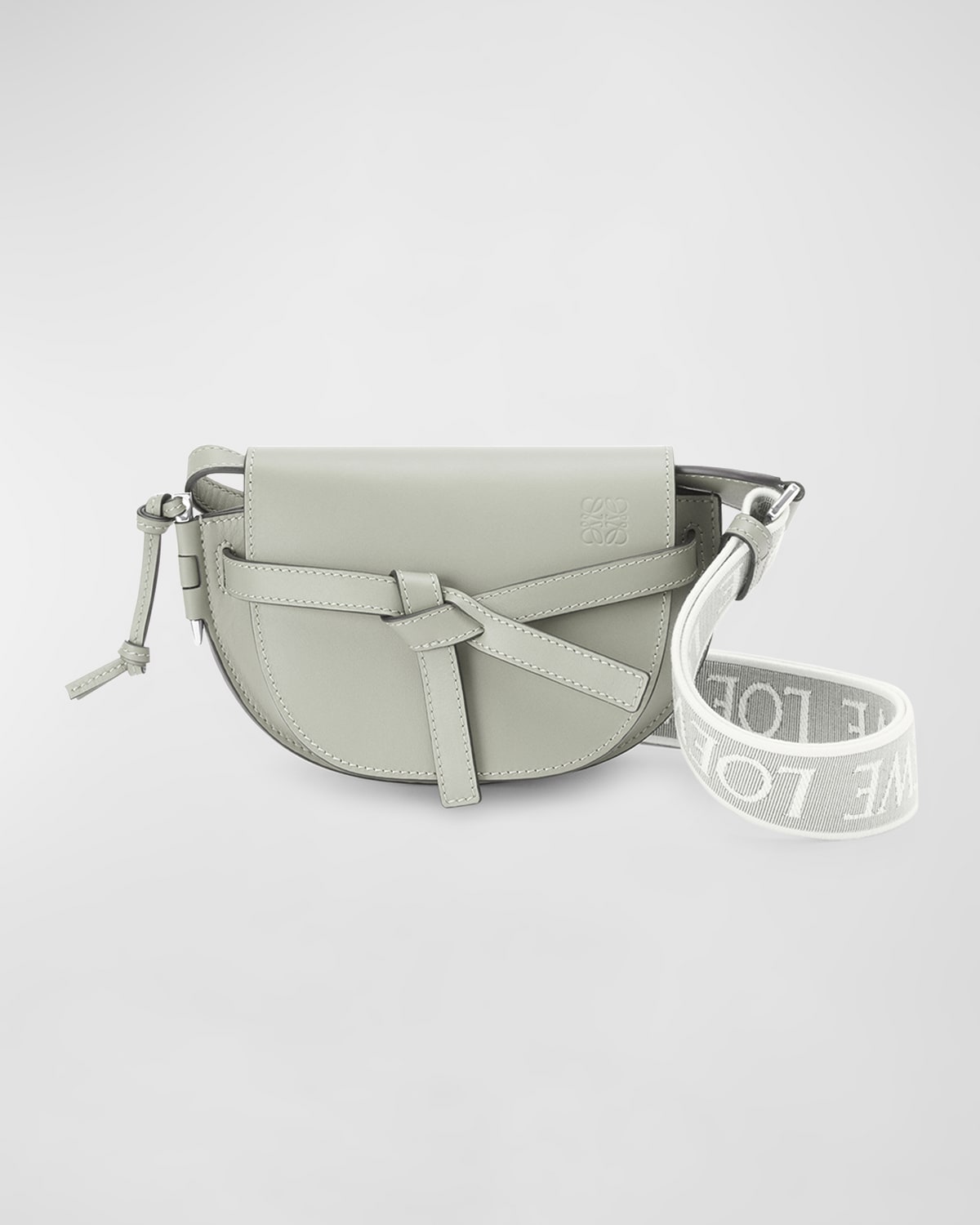 Loewe Mini Gate Dual Leather Shoulder Bag In Ash Grey