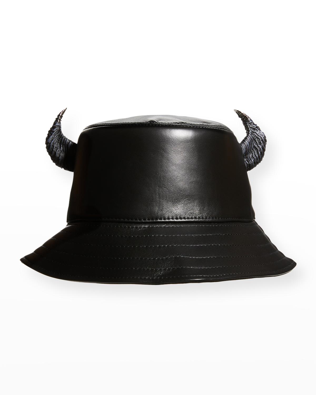 Givenchy Men's Leather Bucket Hat W/ Horns In Black | ModeSens
