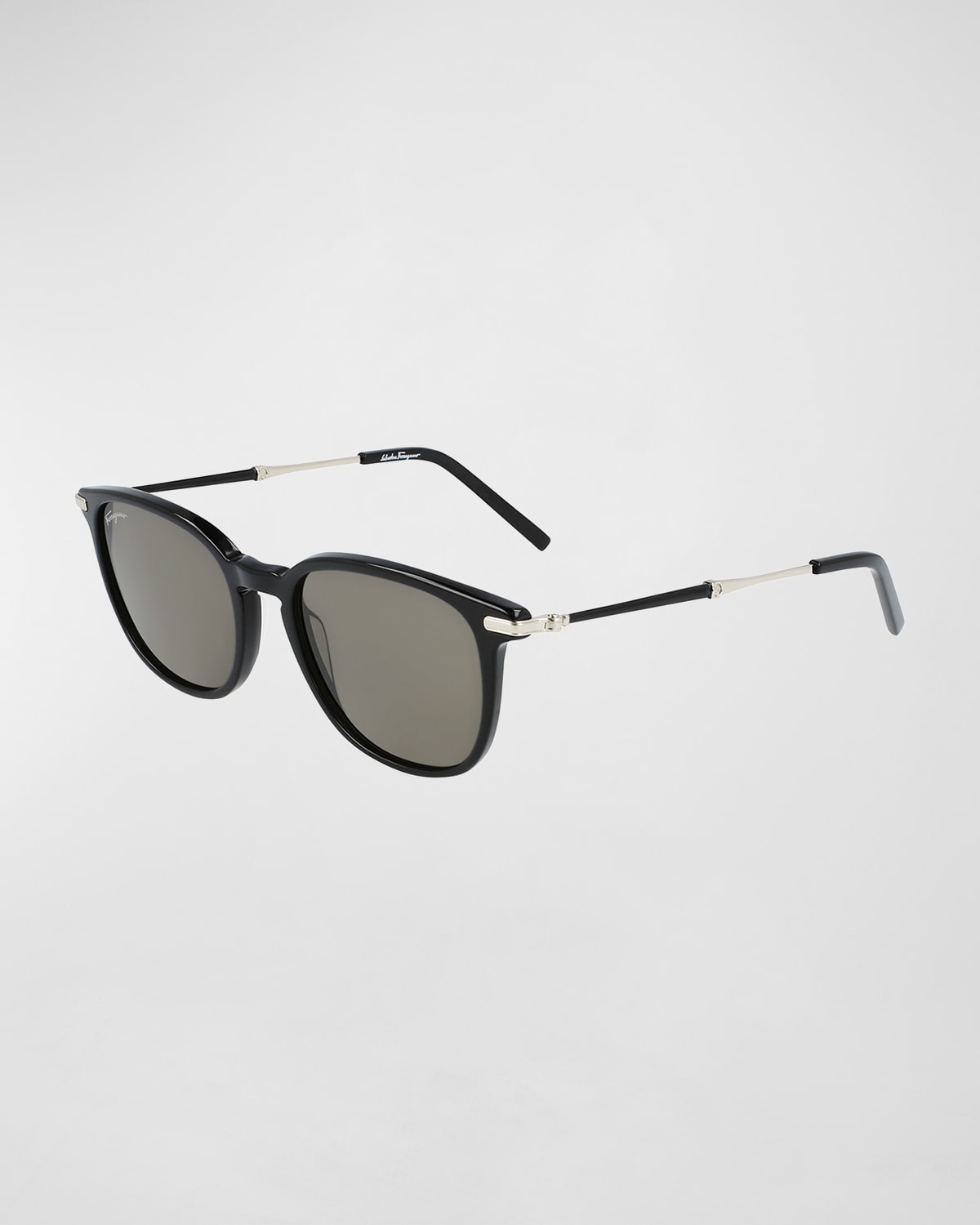 Ferragamo Men's Contrast Temple Sunglasses In Black